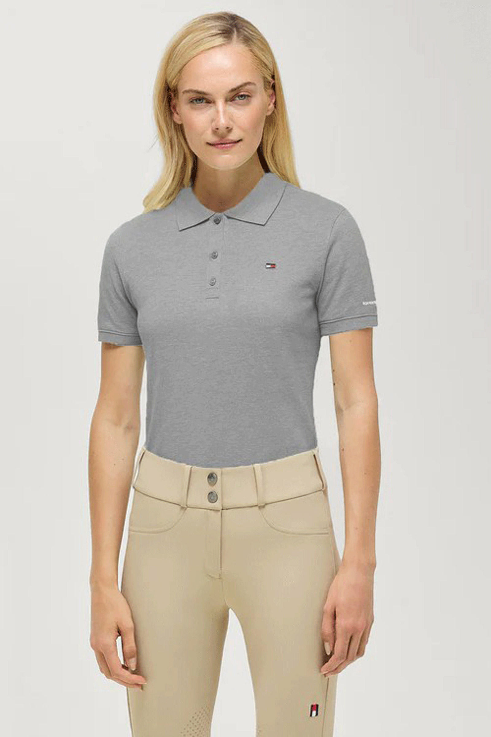 Grey Melange Tommy Hilfiger Equestrian dame-polo shirt
