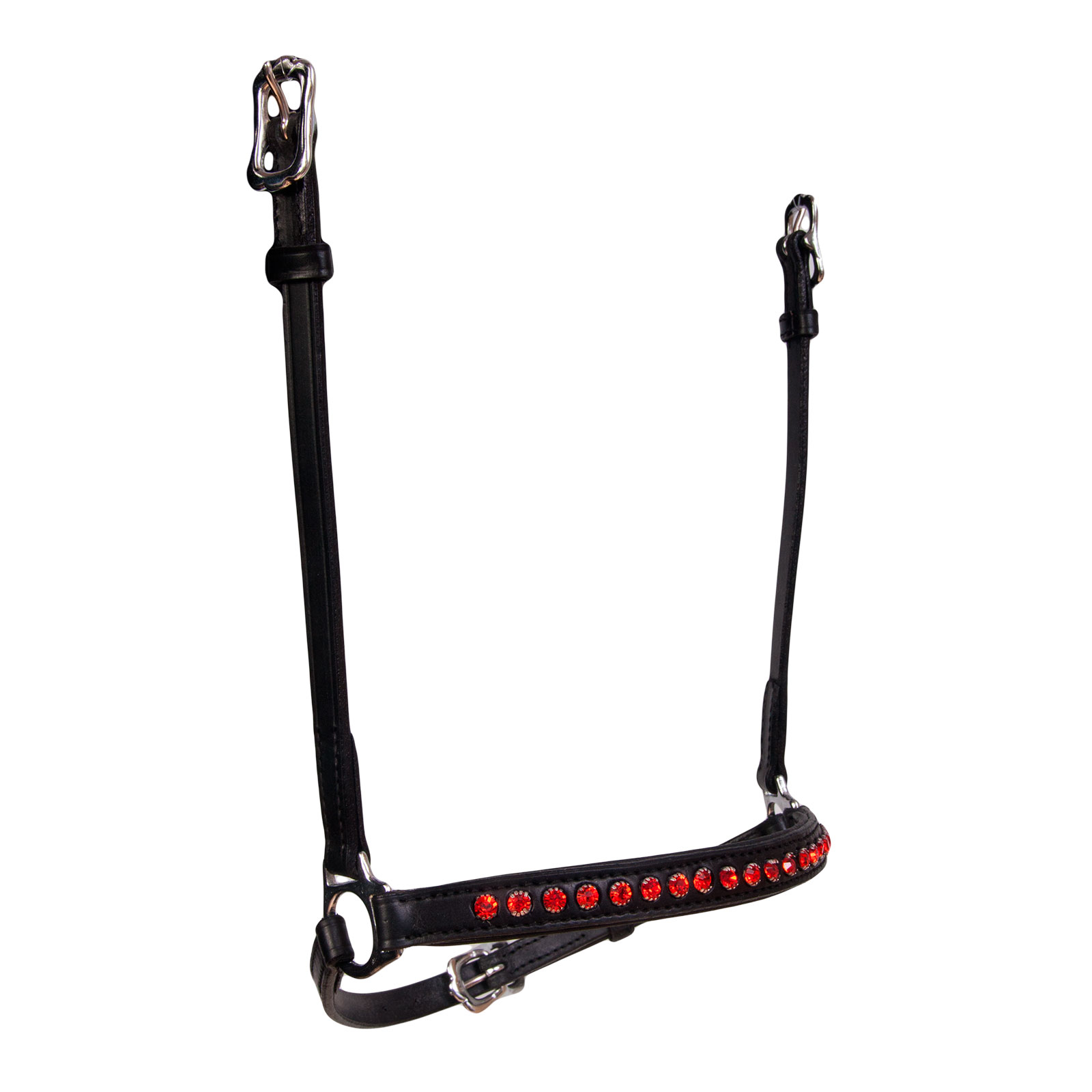 Black/Red Karlslund Hannoveran noseband, 1 row crystals