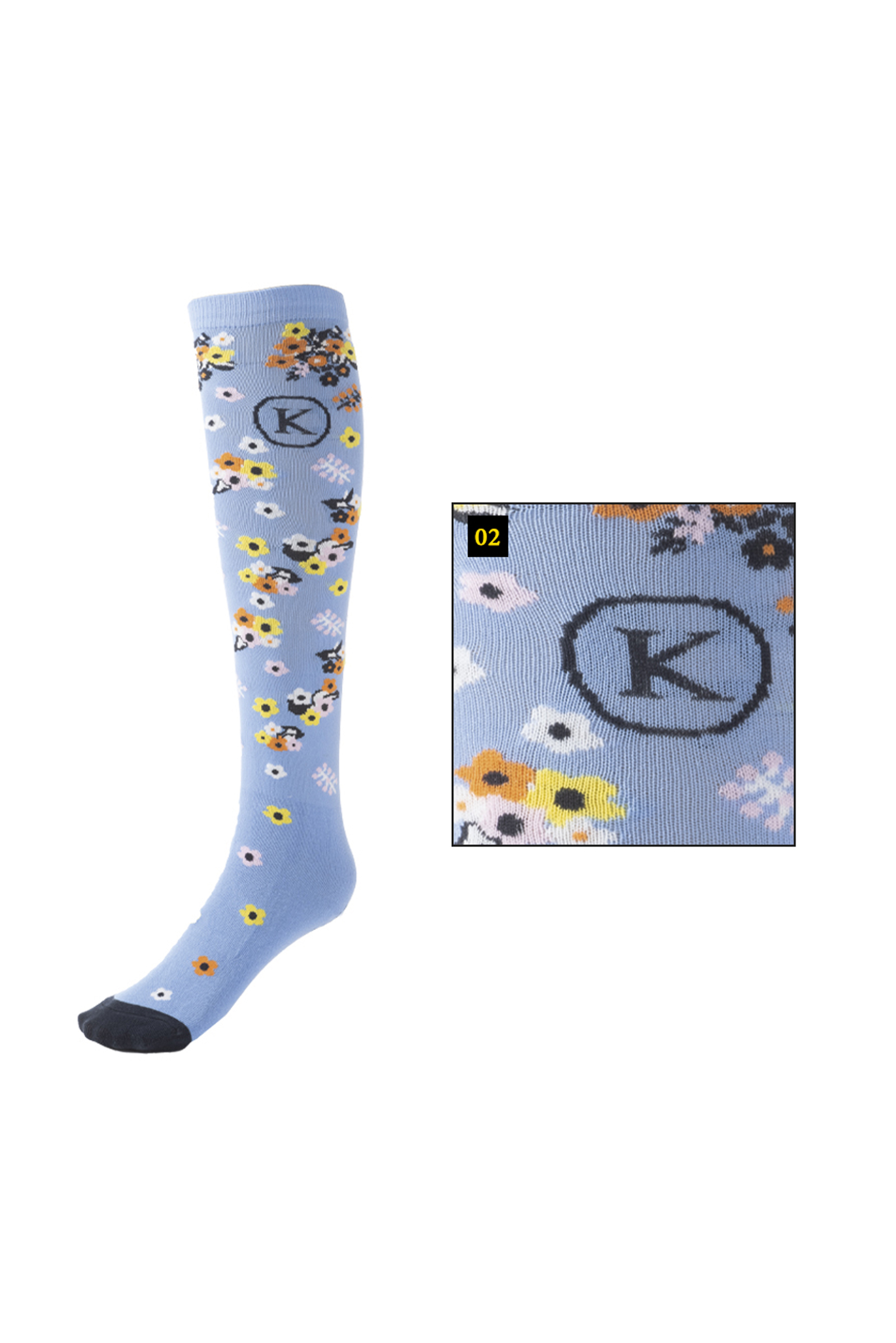 Lightblue/Multicolor Kavalkade Kaval Socks Sommer Tynde Ride Striber