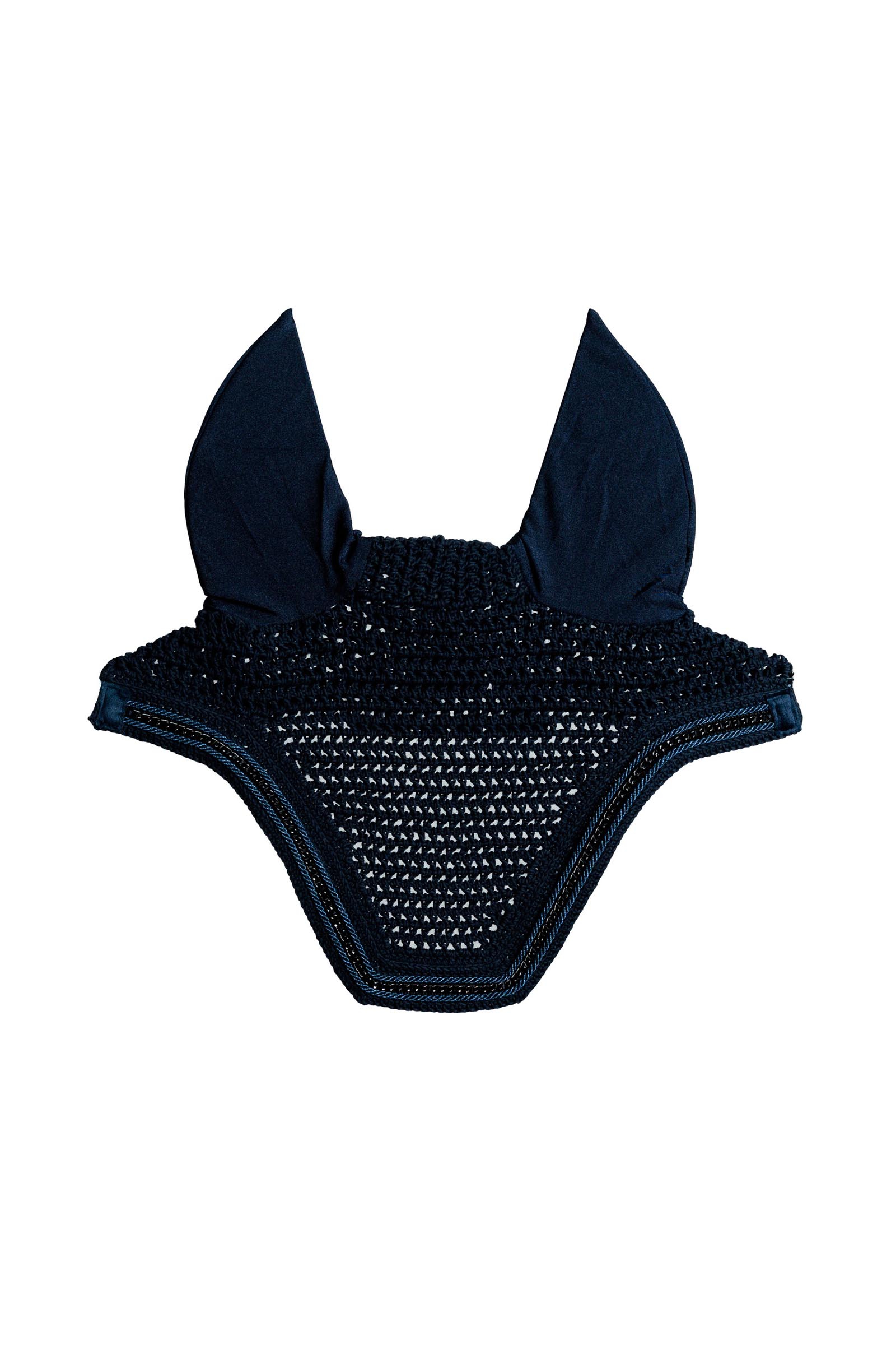 Navy Kentucky Horsewear Wellington fluemaske med metalk&aelig;de  