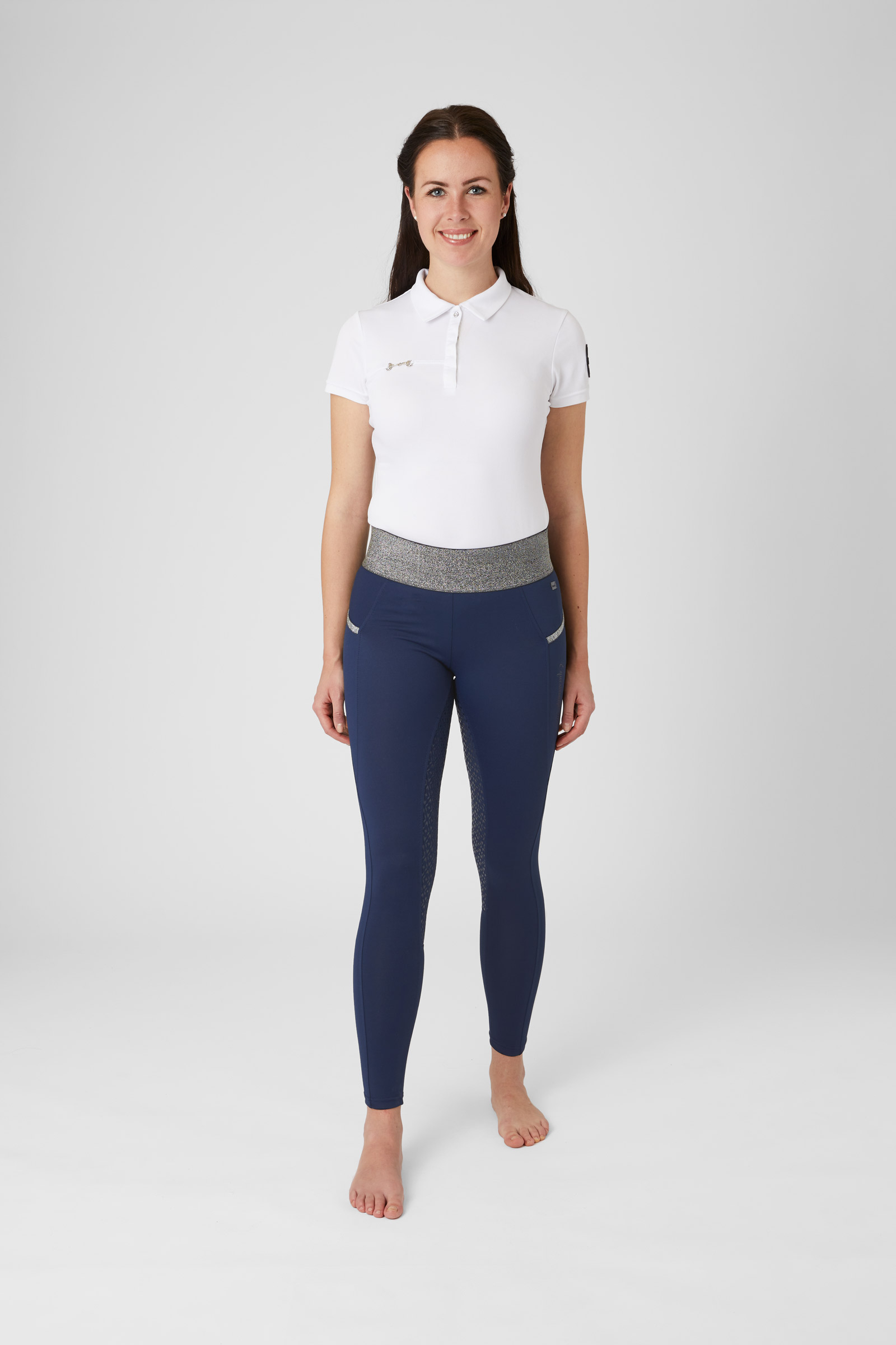 Ridetights med silikonegrip og glimmertalje, damemodel