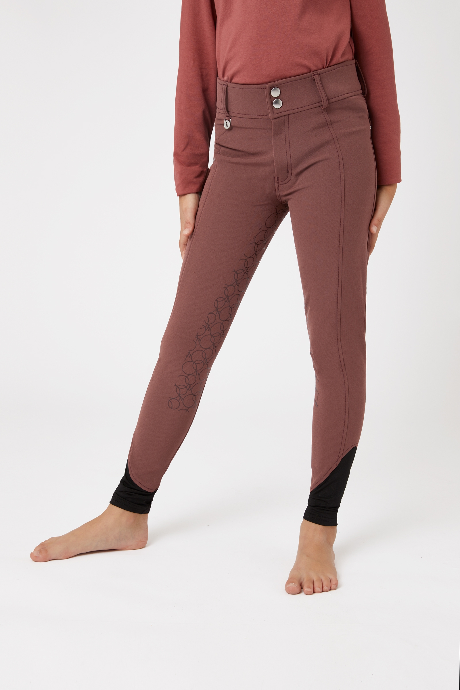 Horze Leighton Teens Silicone Full Grip Ridebukser med Telefonlomme