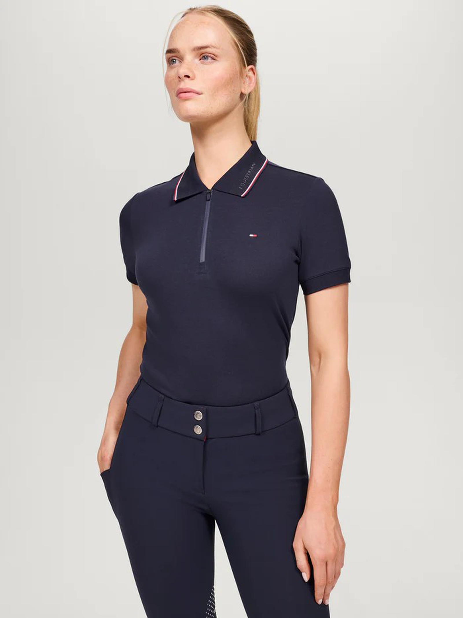 Tommy Hilfiger Equestrian Camden dame-polo med lynl&aring;s