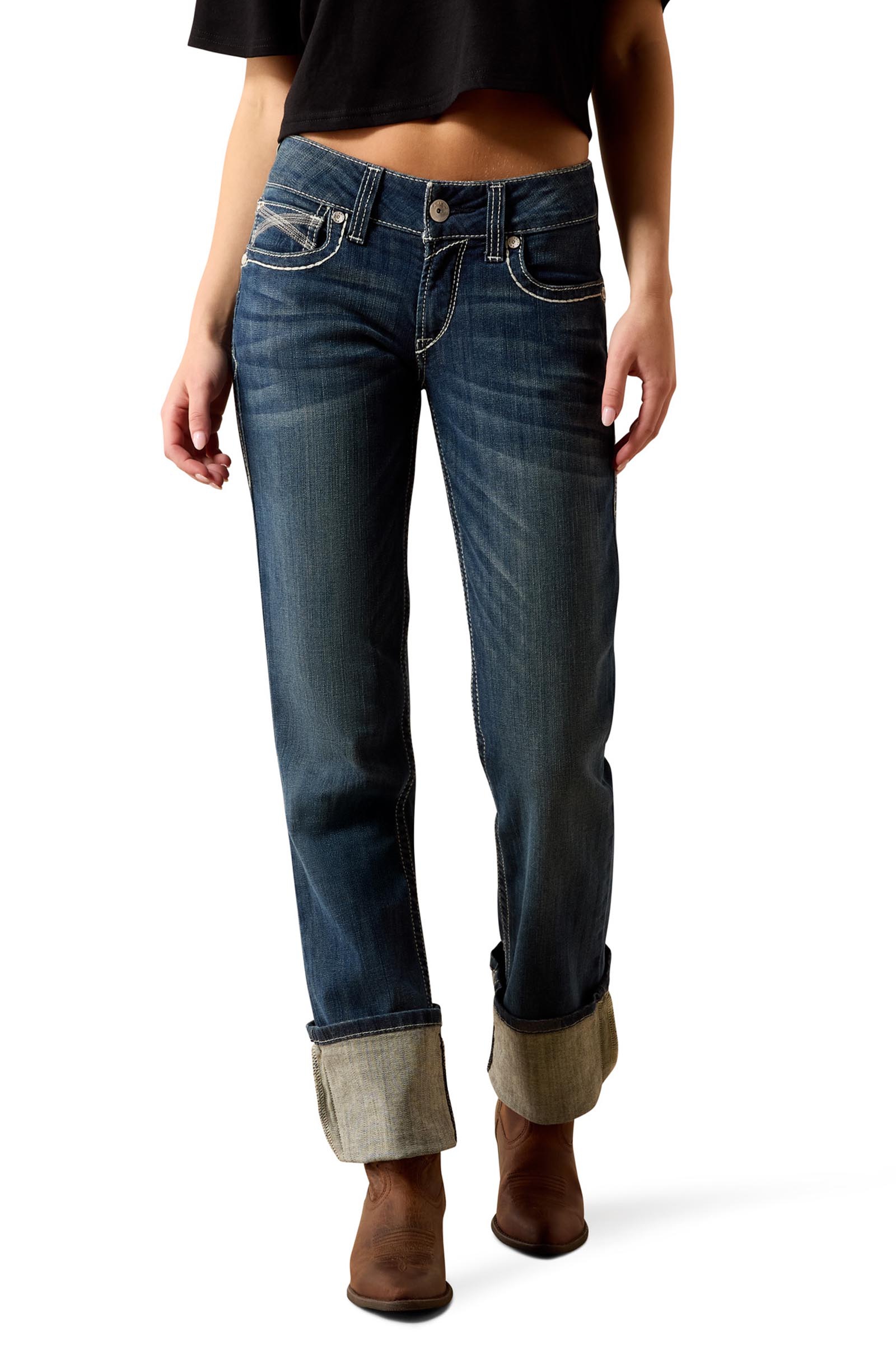 Ariat R.E.A.L. Mid Rise Stretch Ivy Stackable Straight Leg Dame jeans