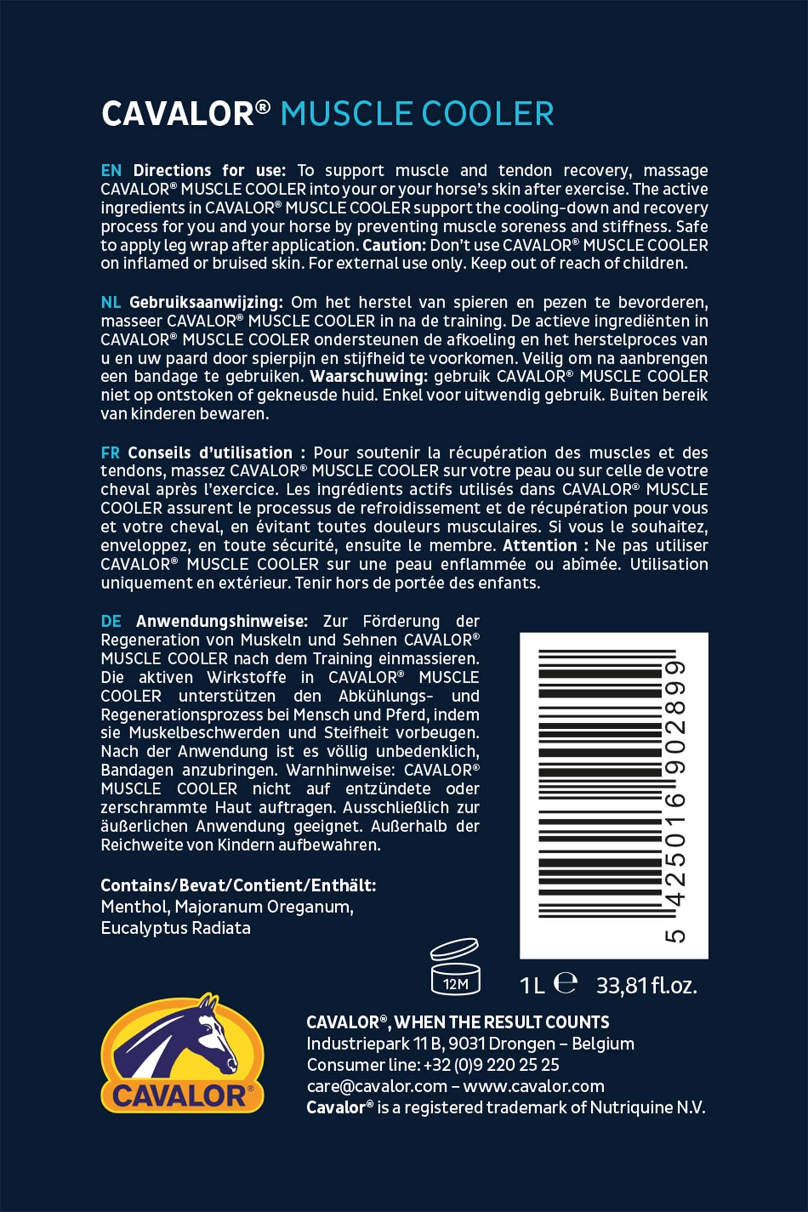 Cavalor Muscle Cooler, Joints Muscles & Tendons, 1 l