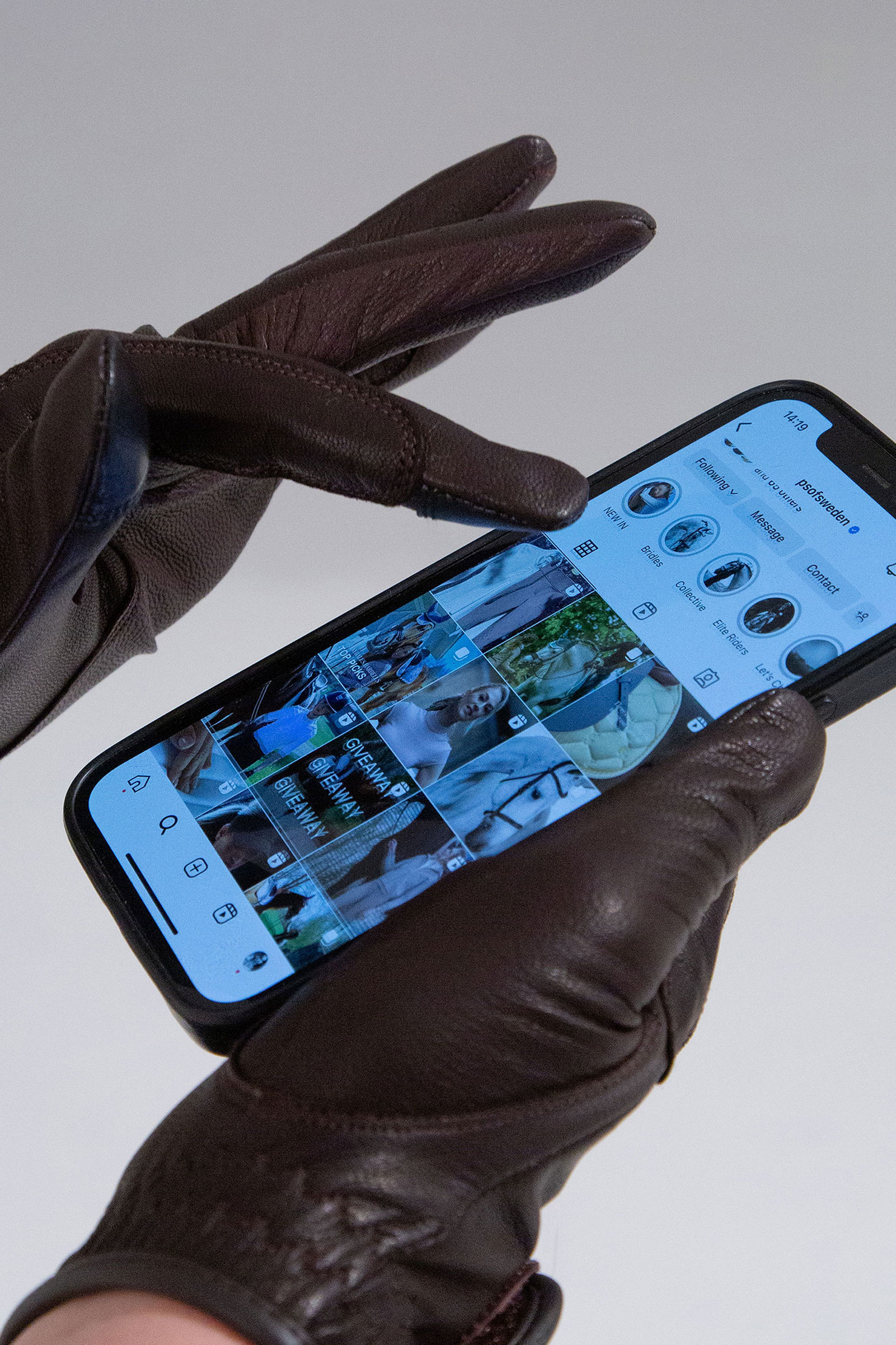 PS of Sweden bl&oslash;de l&aelig;der ridehandsker