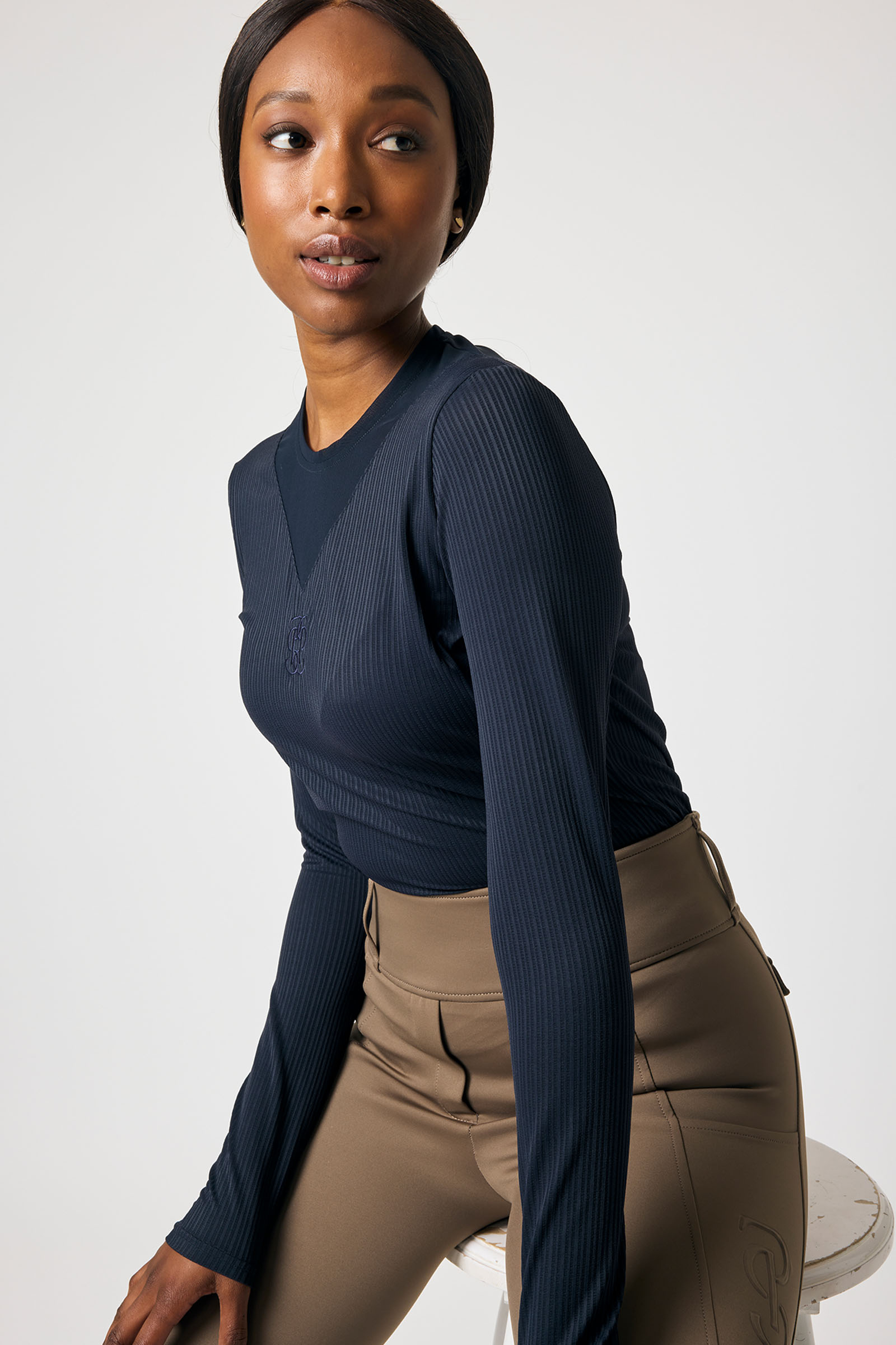 PS of Sweden Leandra L/S Stribet Mesh Tr&oslash;je