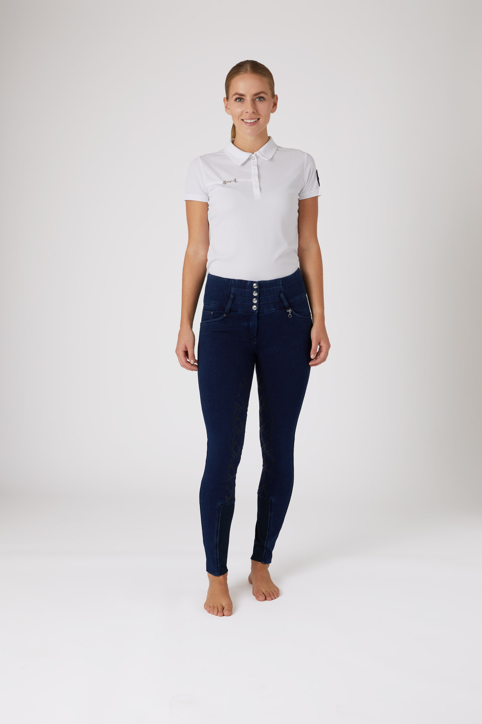 Horze Kacy thermo denimridebukser med silikonegrip, damemodel