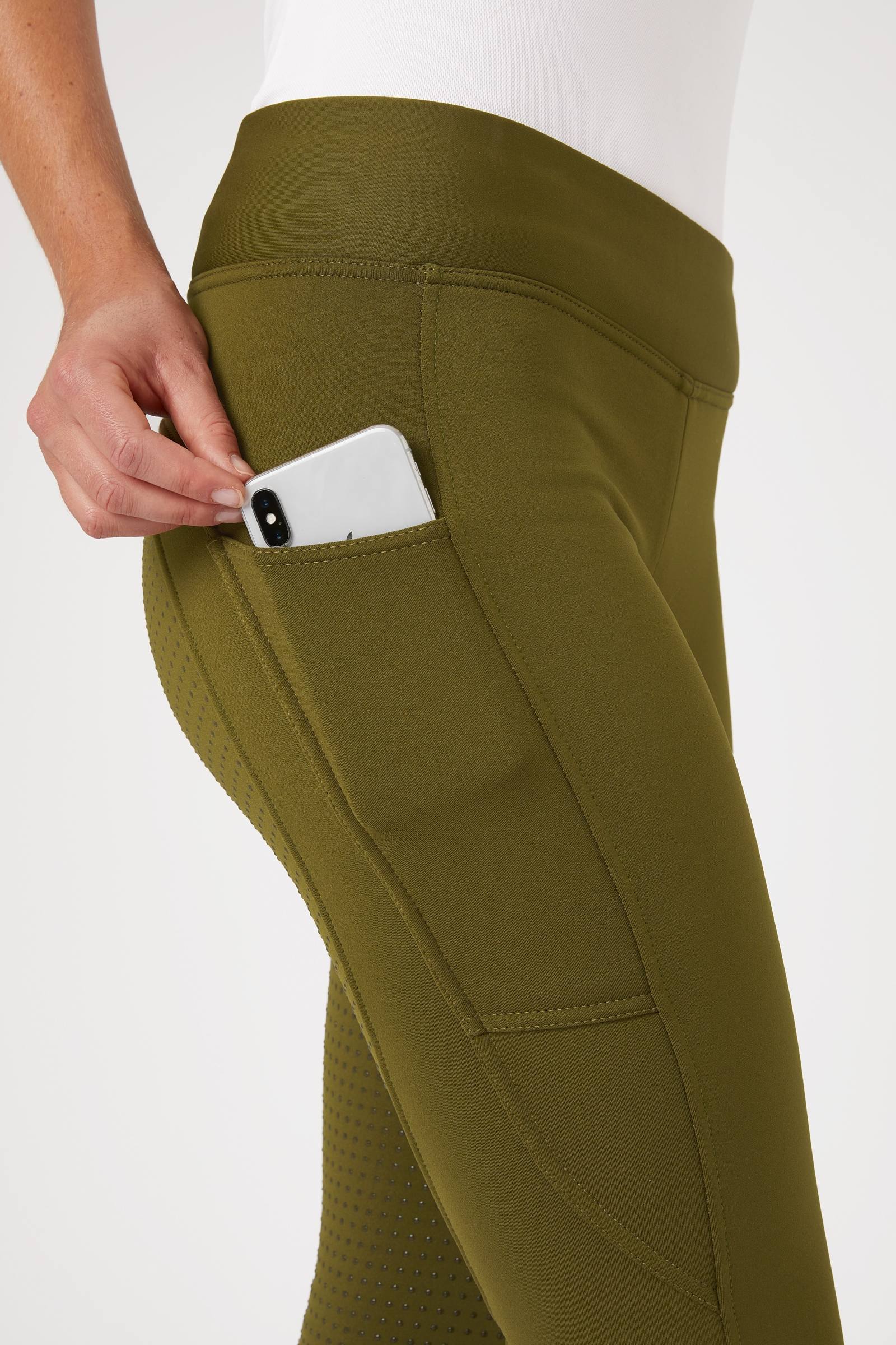 Horze Active fuld grip vinterridetights med telefonlomme, damemodel