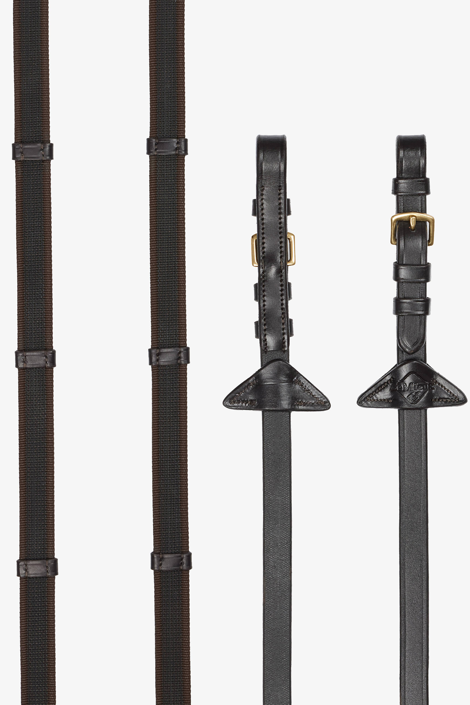 Brown/Brass LeMieux Rubber Grip Continental Tøjler