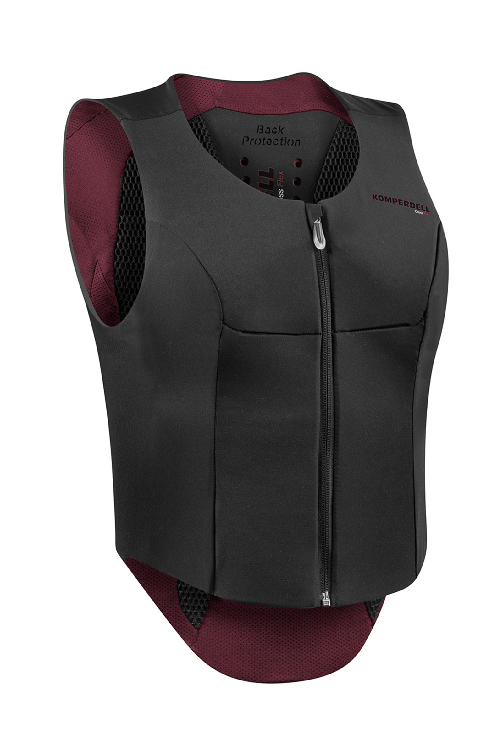 Black/Dark Red Komperdell FlexFit ballistisk vest med rygbeskytter, smal pasform