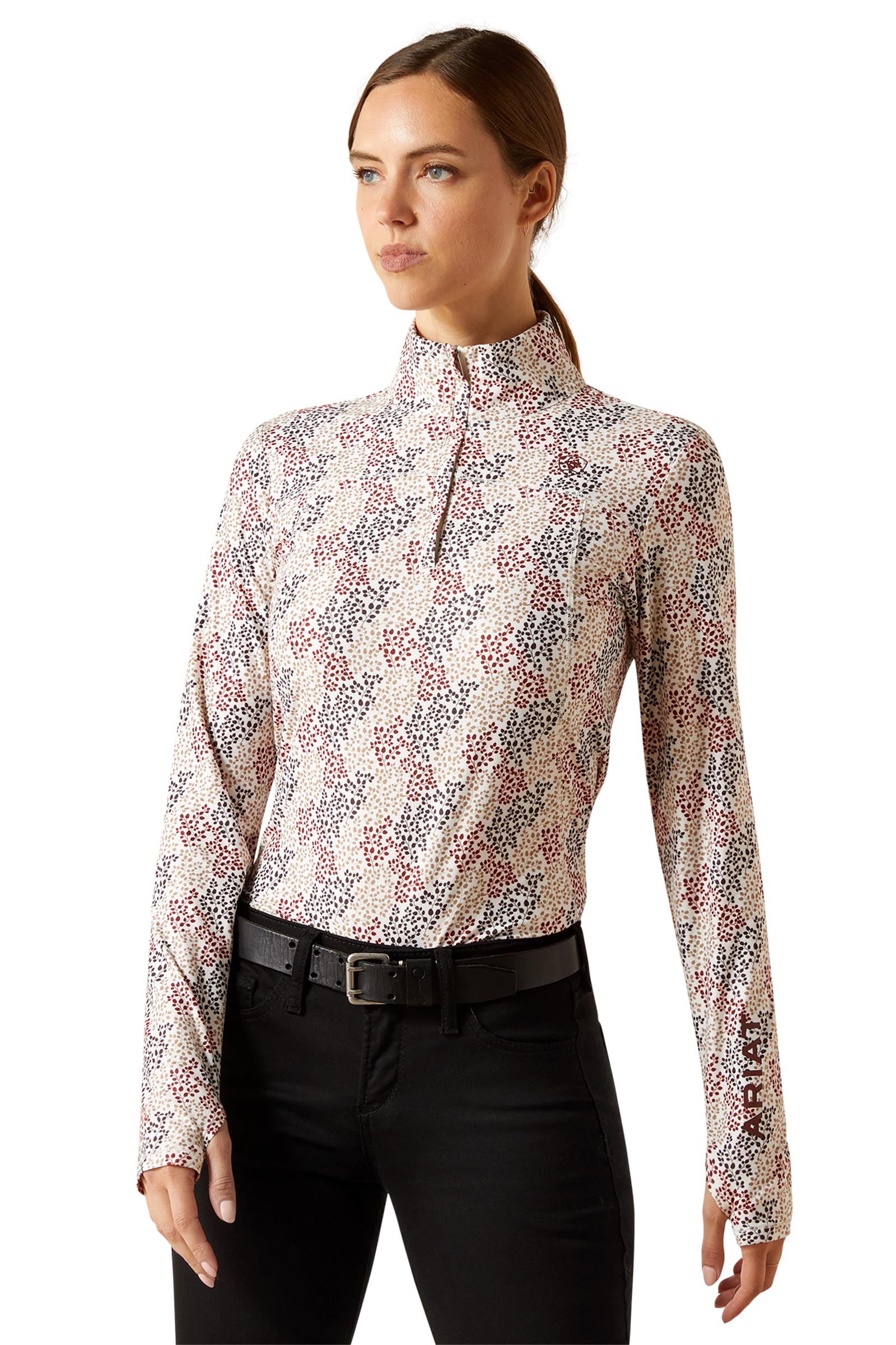 Leafy Print Ariat Lowell 3.0 Women´s 1/4 Zip Baselayer Shirt