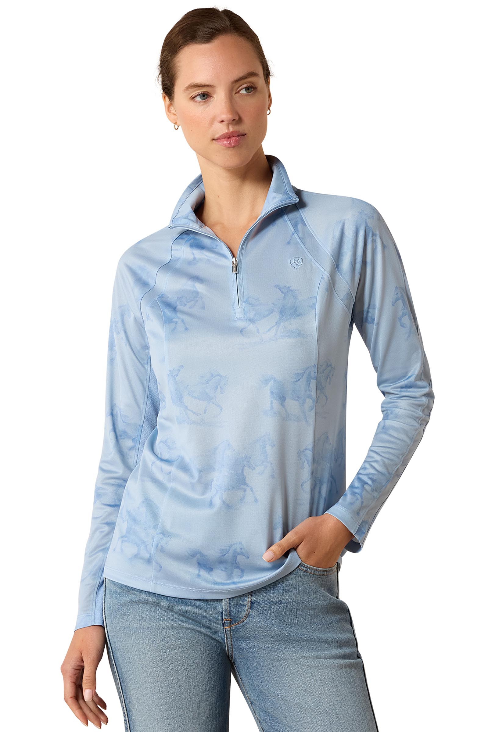 St. Tropez Mirage Print Ariat Dame Sunstopper 3.0 baselayer med 1/4 lynl&aring;s
