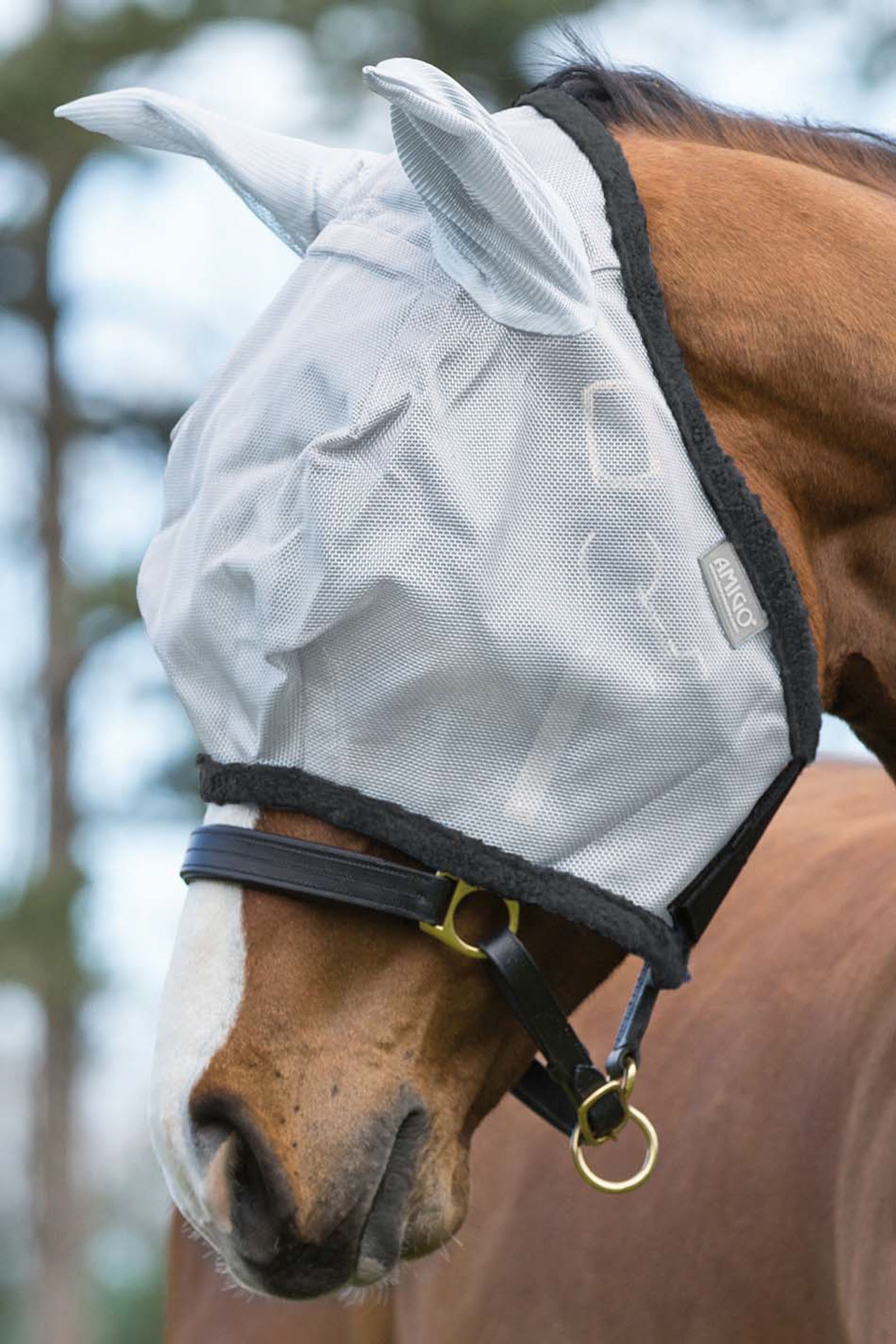 Silver/ Dark Grey Horseware Amigo Fluemaske