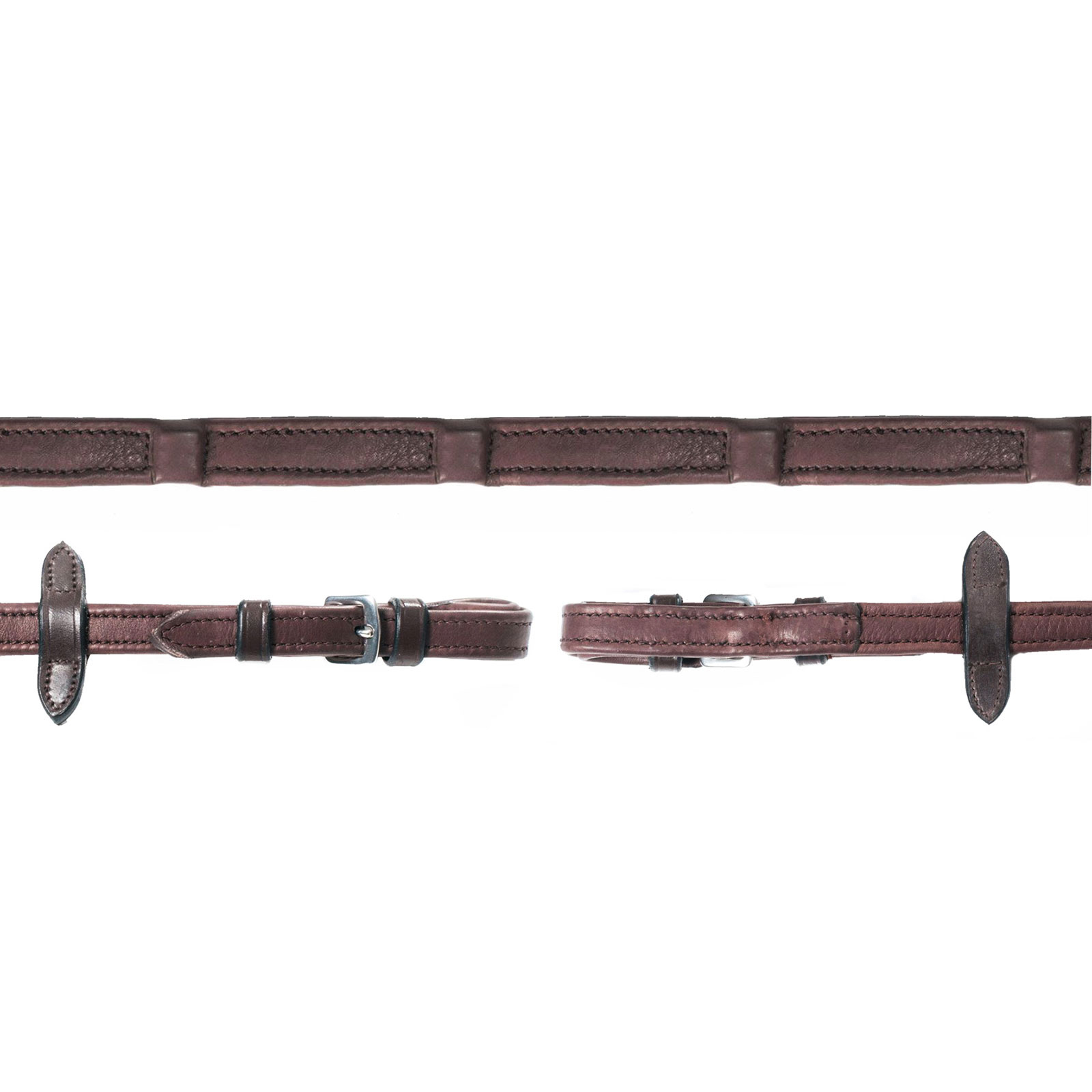 Dark Brown/Silver Schockemöhle Sports Durasoft Tøjler, Lædertøjler, nylonindlæg