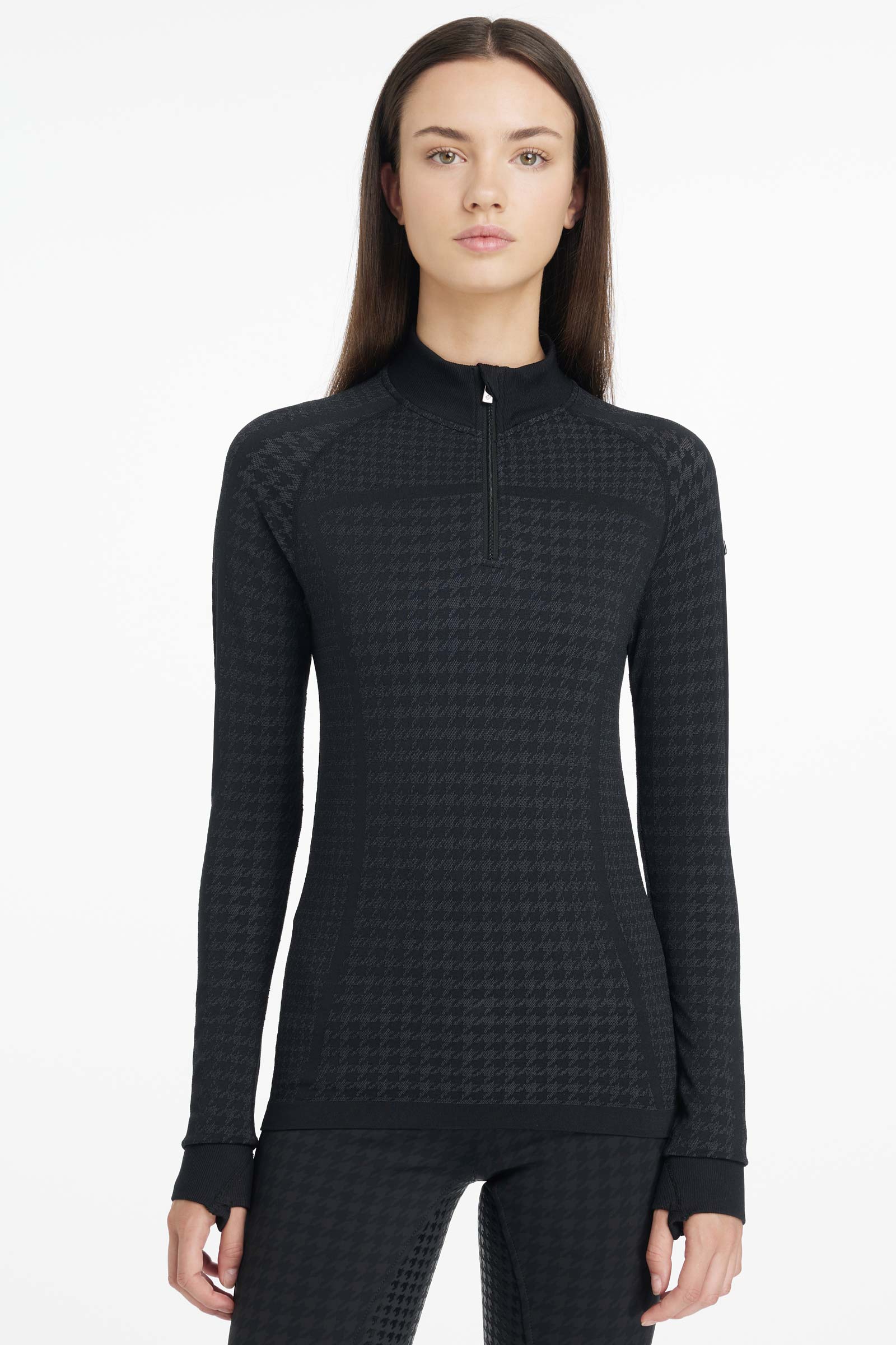 LeMieux Aspen Houndstooth Top with Quarter Zip