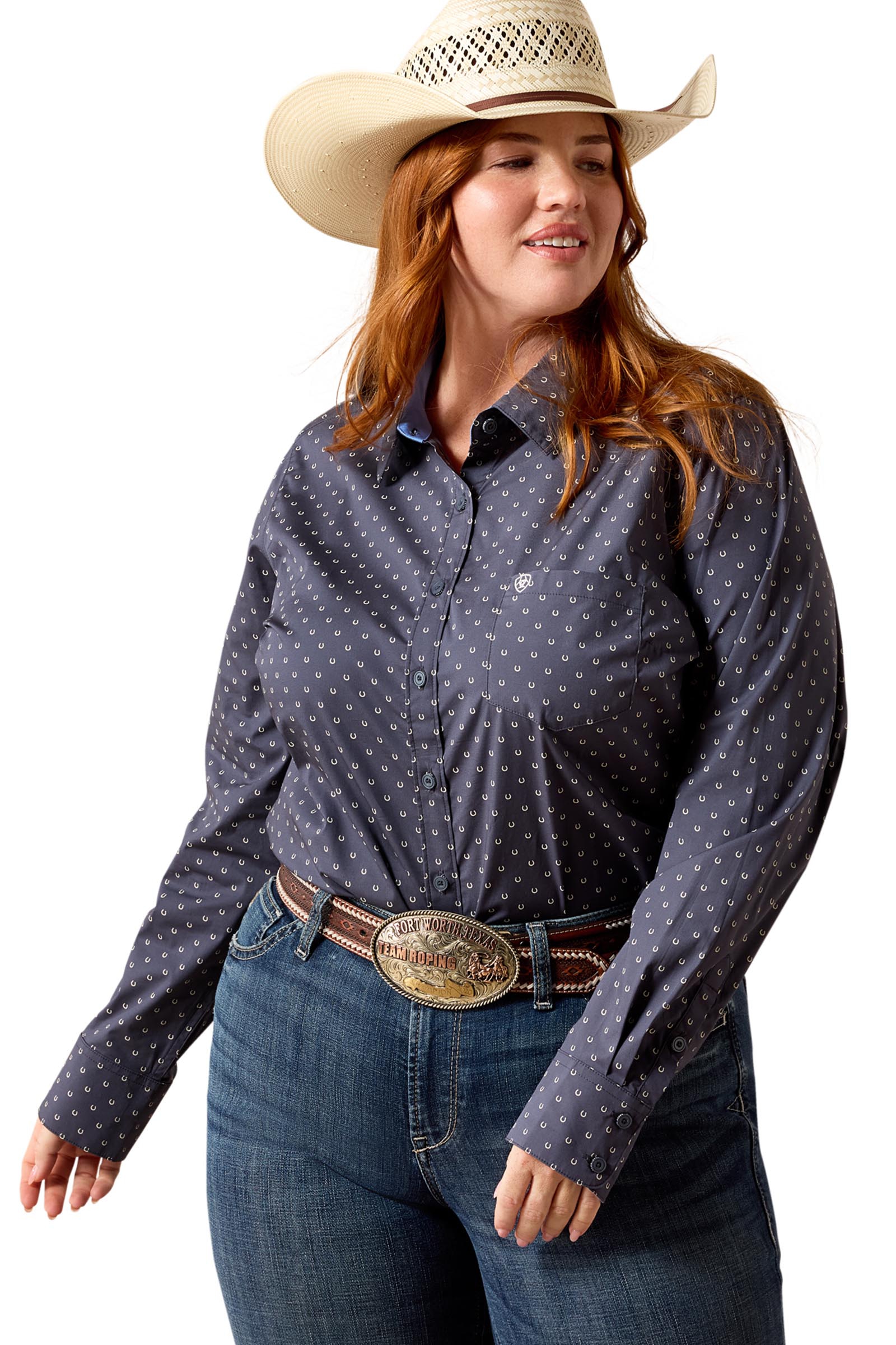 Ombre Blue Horseshoe Ariat Kirby Stretch Dame westernskjorte
