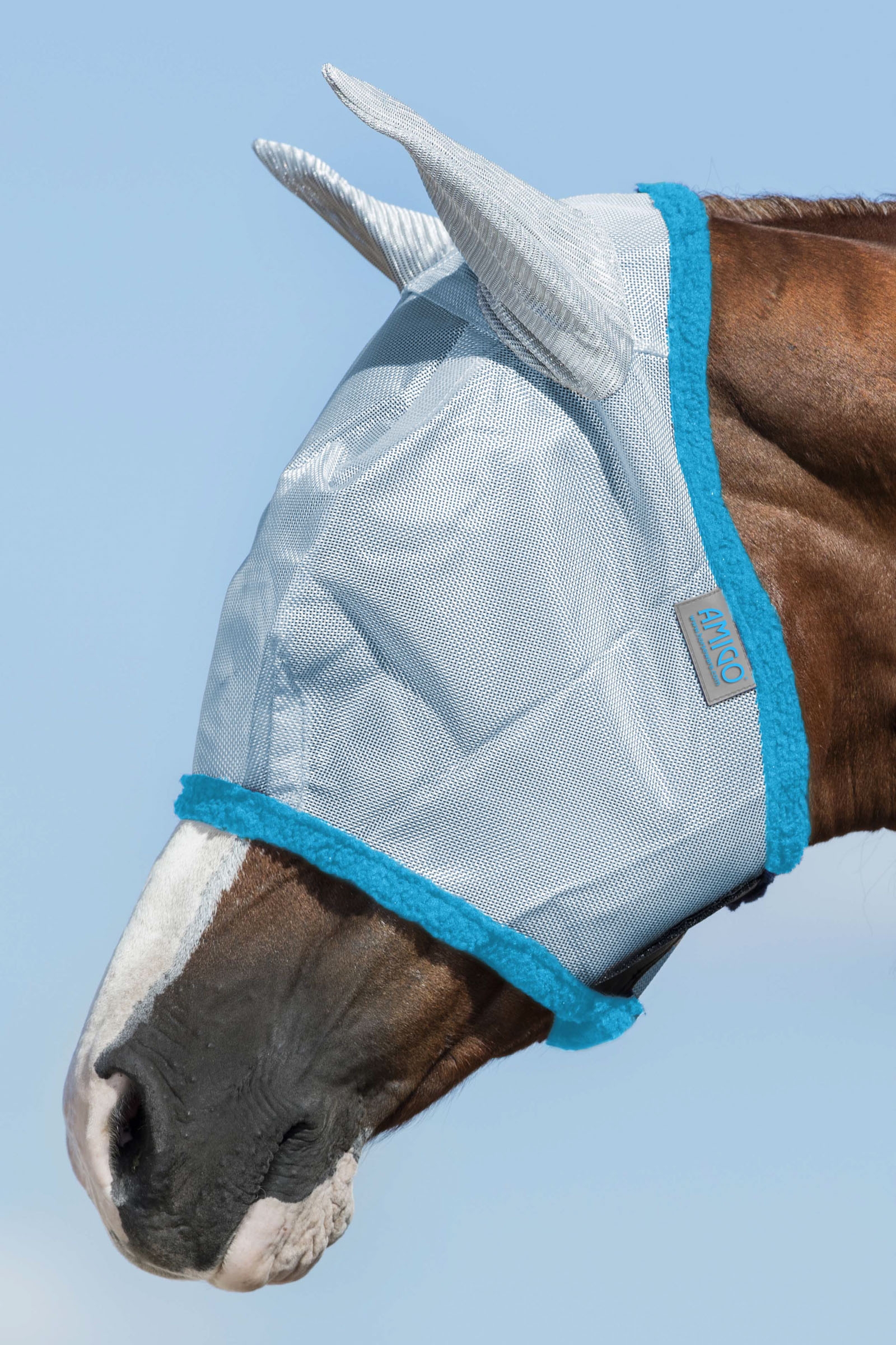 Baby Blue / Electric Blue Horseware Amigo Fluemaske