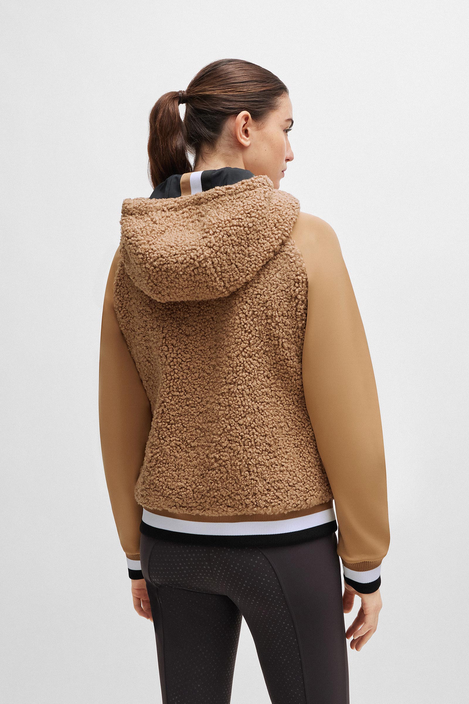 Boss Riva Teddy Hybrid Zip hættetrøje