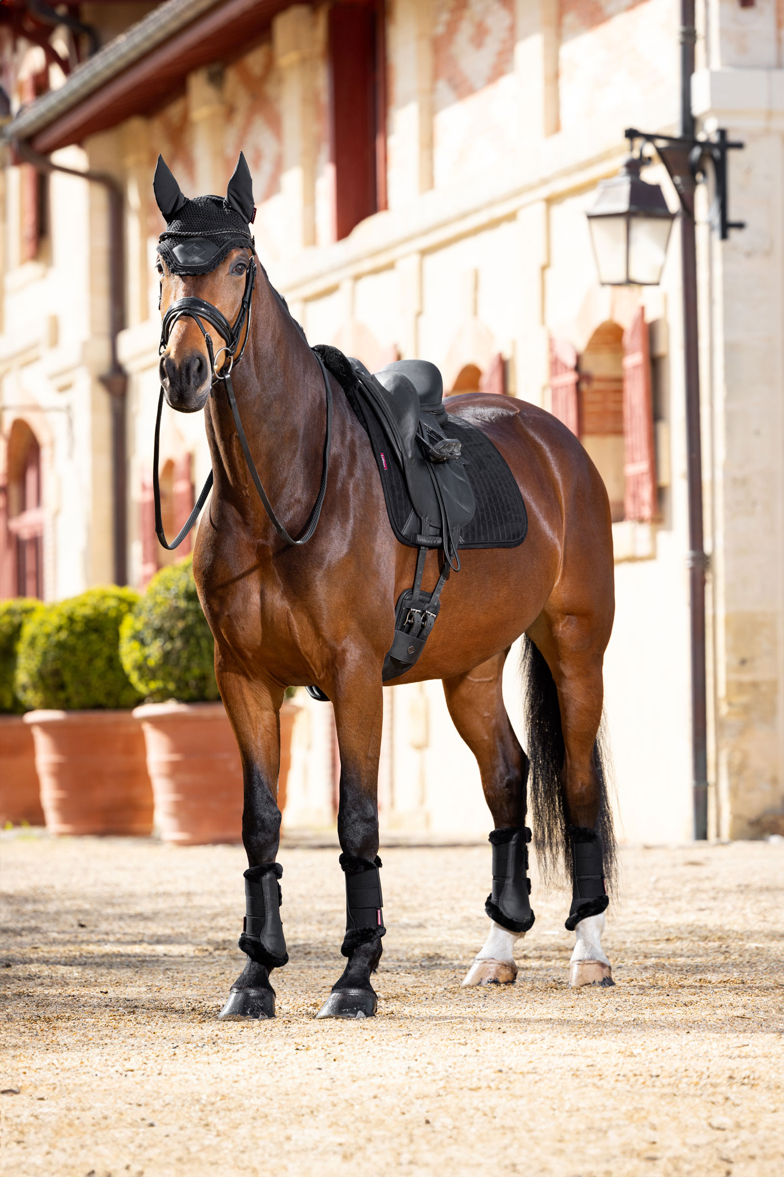 LeMieux Merino+ Dressurunderlag med ruskindseffekt, halvforet