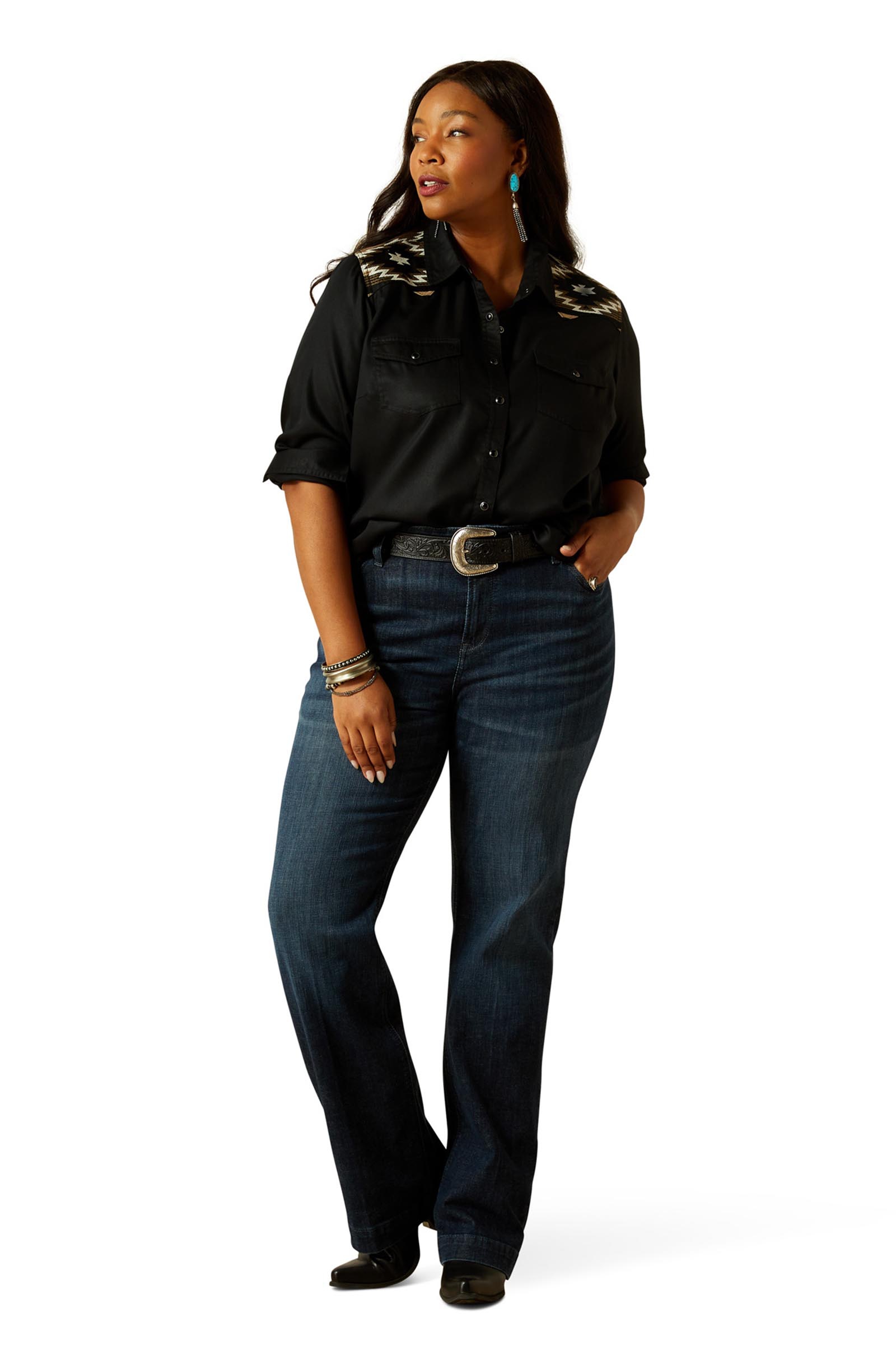 Ariat Dawn dame westernskjorte med trykknapper og lange ærmer