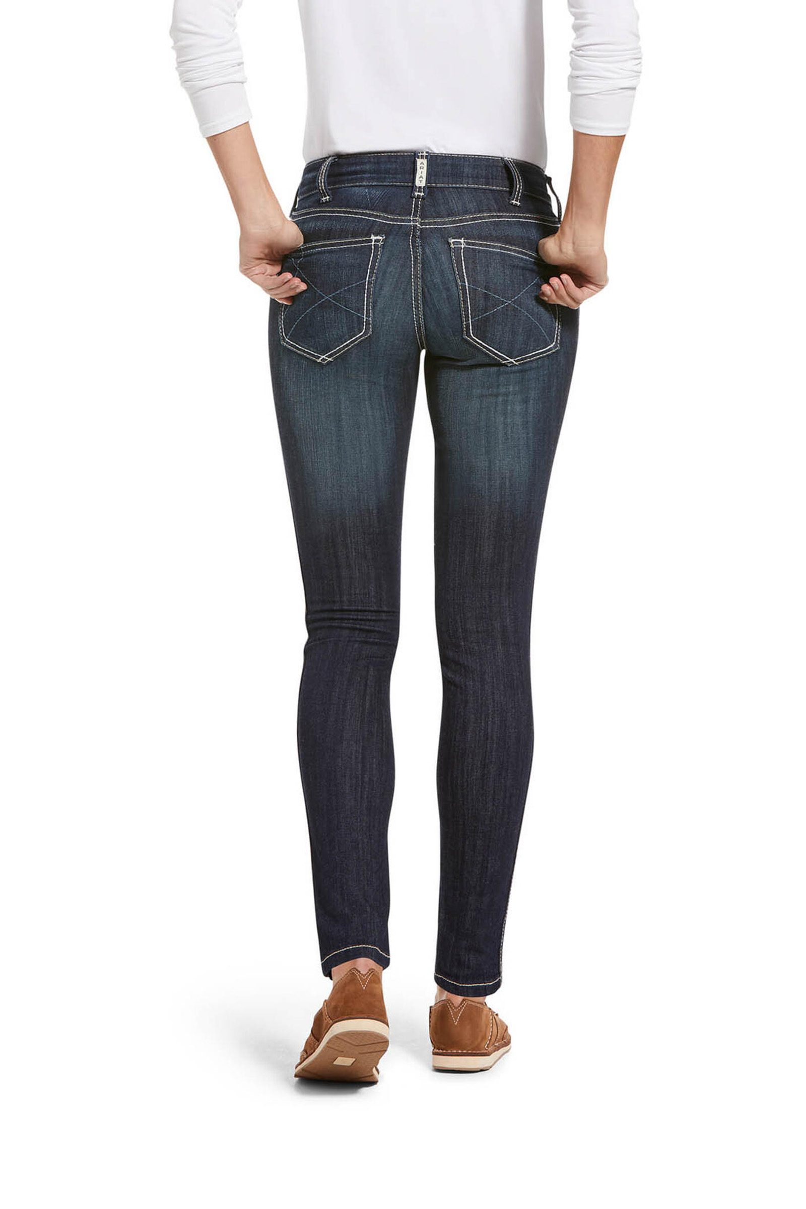 Ariat Ella R.E.A.L. Outseam dame skinny jeans med mid-rise, mellemh&oslash;j talje