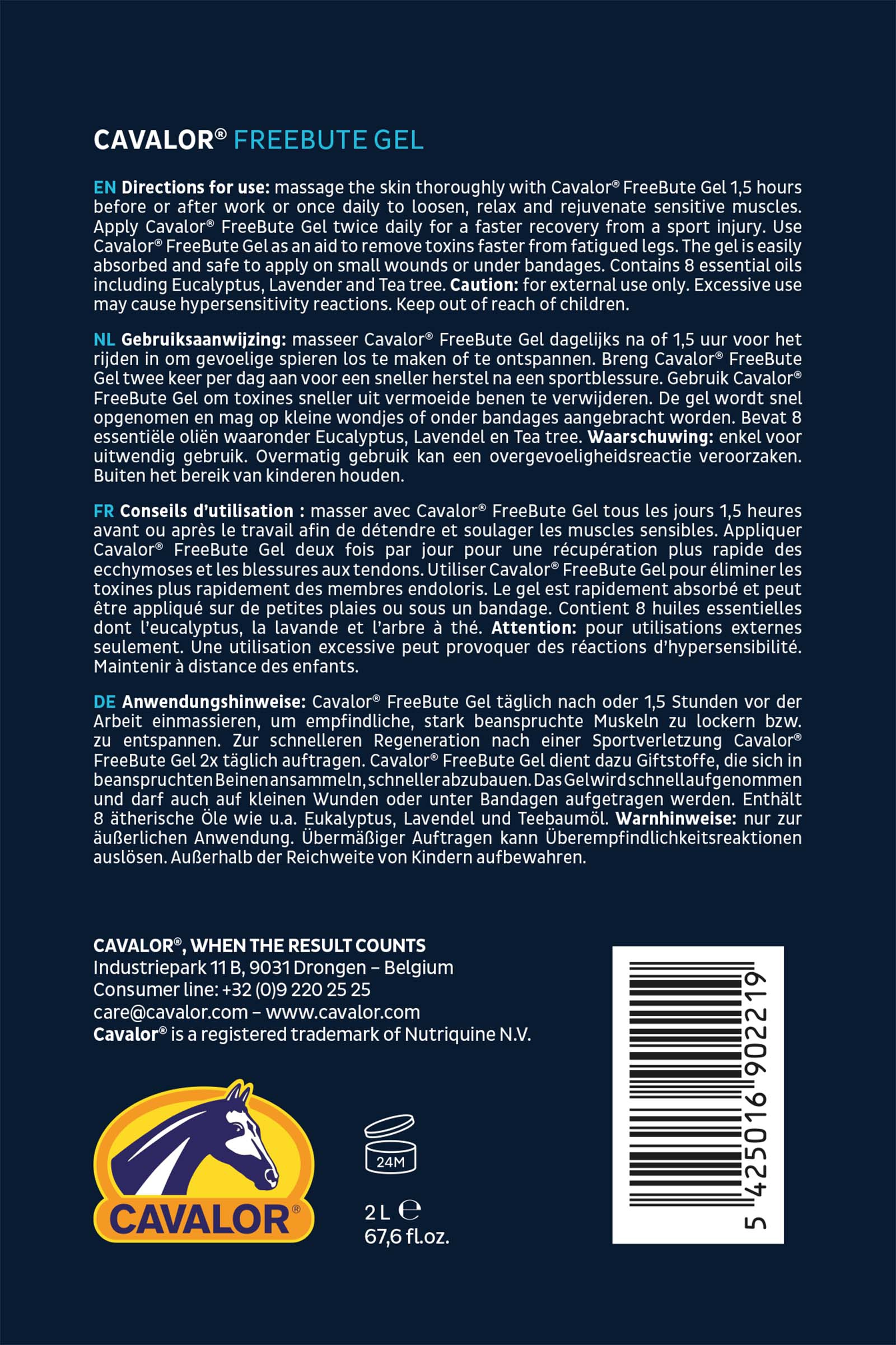 Cavalor Freebute Gel, Muscles Joints & Tendons, 2 l