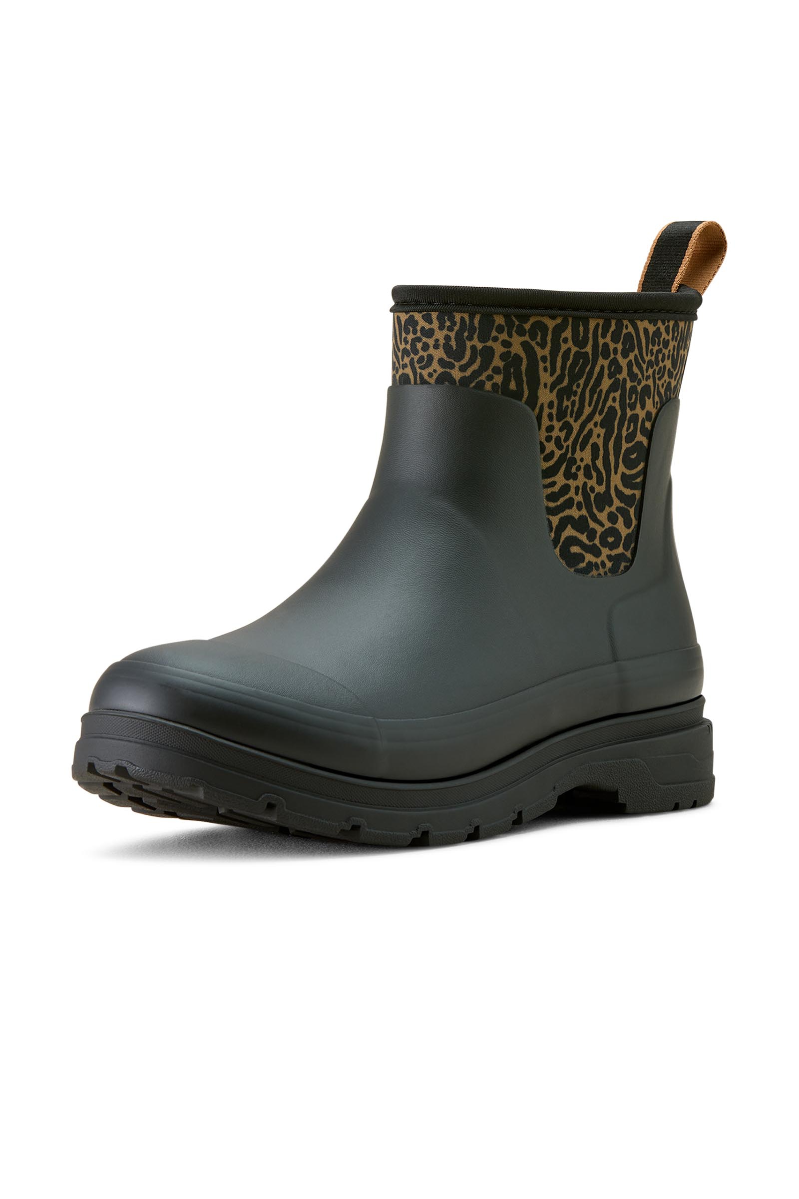 Black/Ocelot Print Ariat Kelmarsh Shortie dames korte gummistøvle
