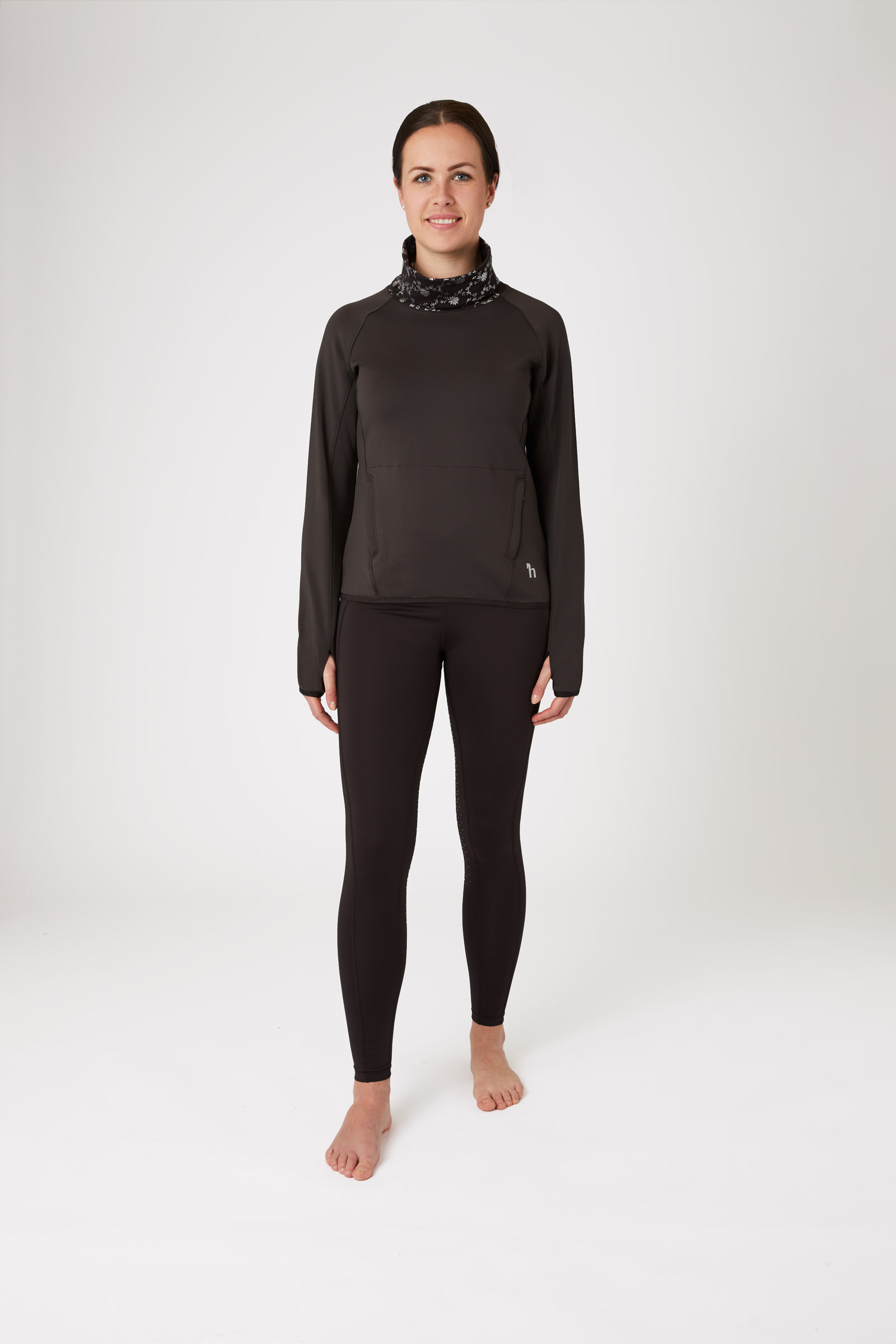 Horze Kaitlin funktionel sweatshirt med blomsterkrave, damemodel