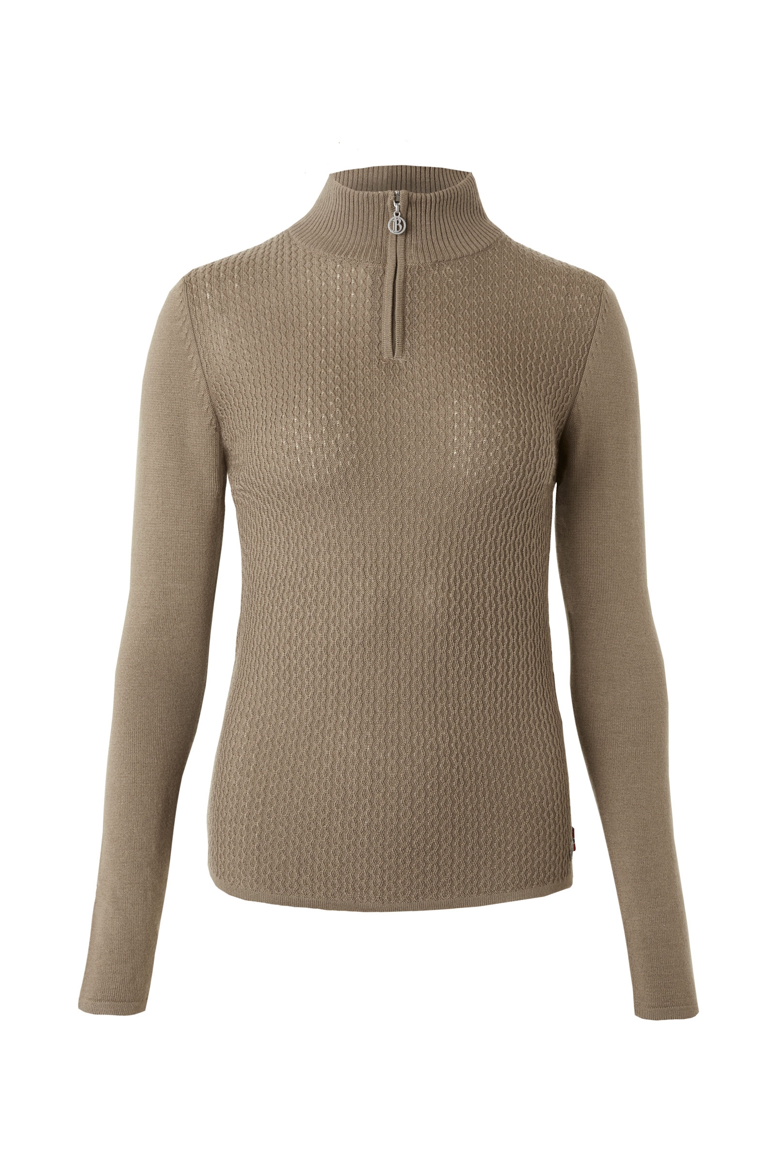 Shiitake Beige B Vertigo Ruth strikket pullover med lynlås