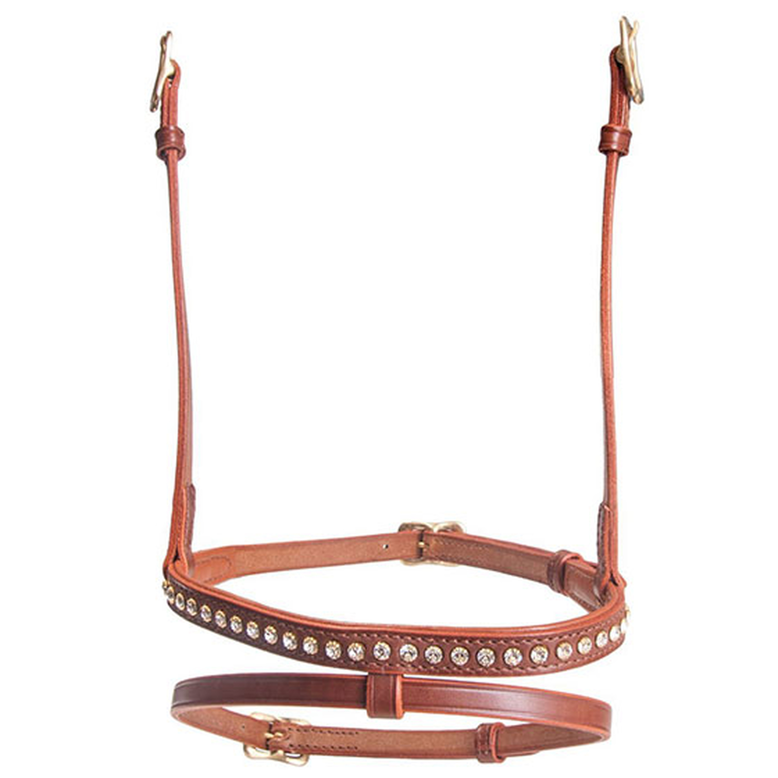 Brown/White Karlslund Combined noseband, 1 row crystals