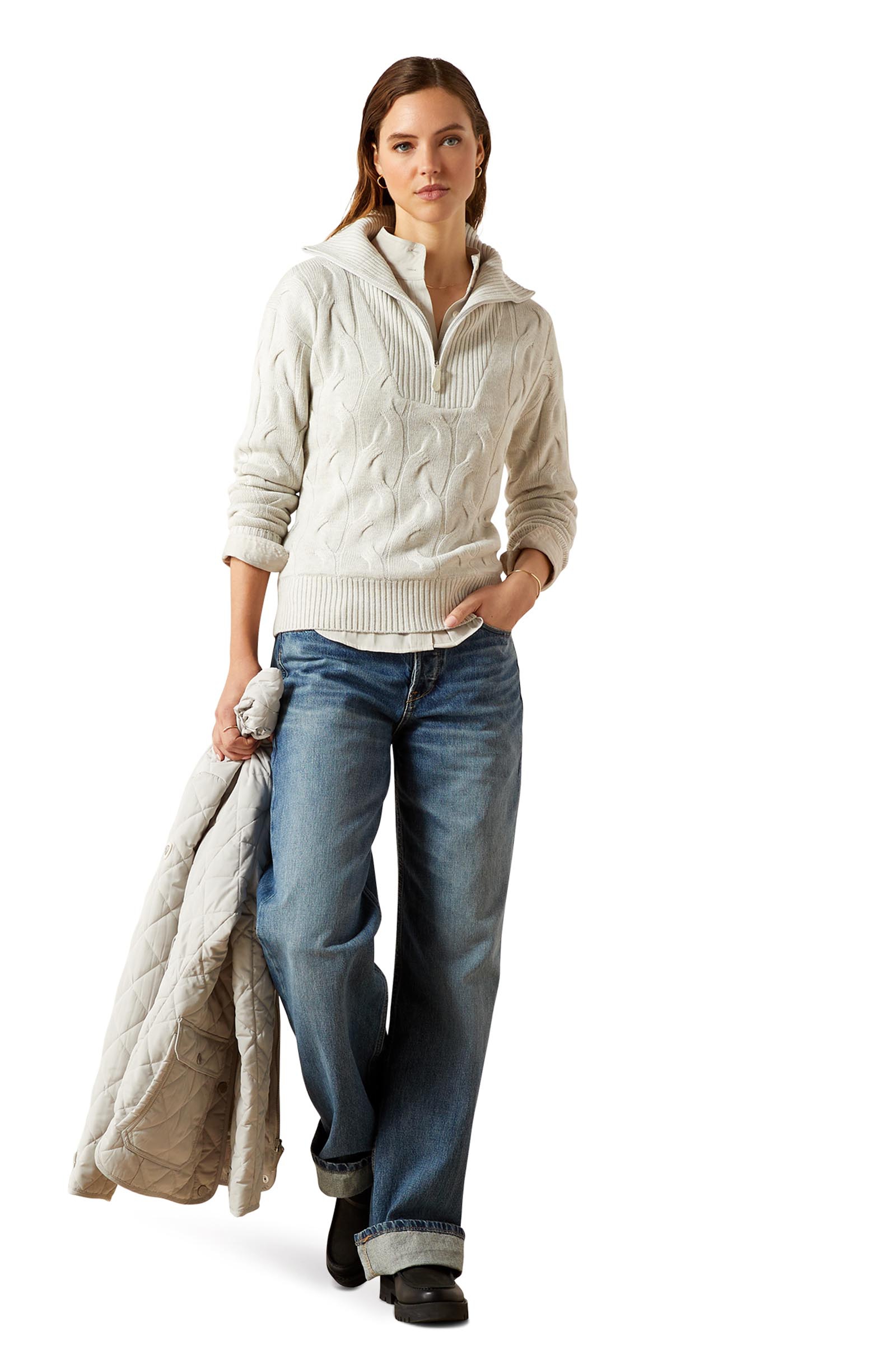 Ariat Alamere dame sweater med 1/2 lynl&aring;s