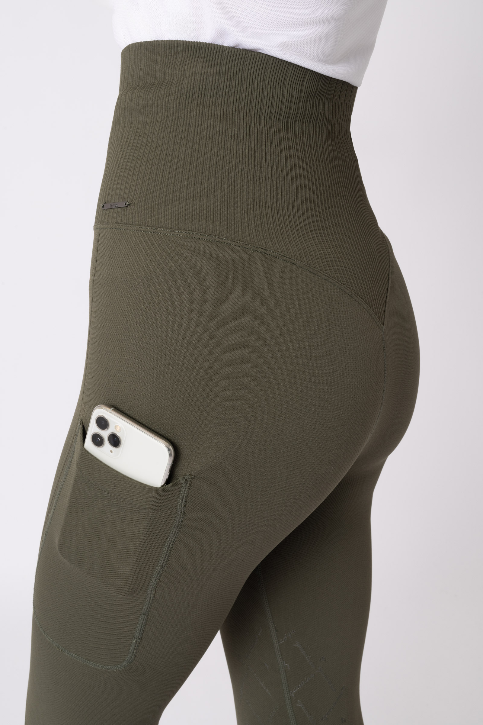 Horze Janine Seamless Kn&aelig;grip Tights med telefonlomme, damemodel