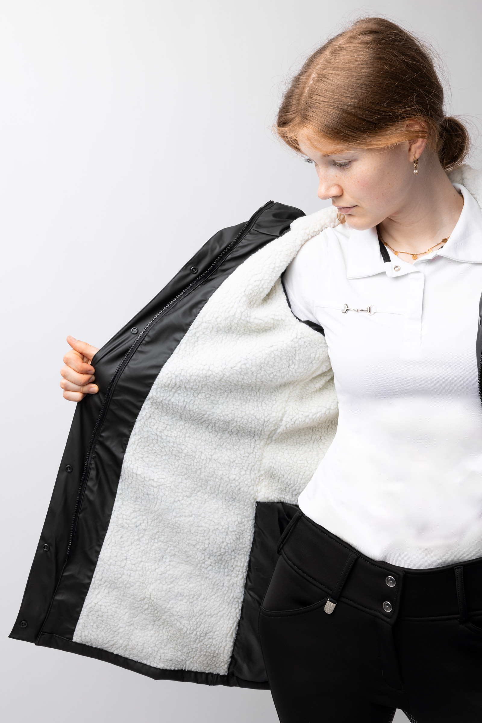 Horze Billie PU-Regnjakke med fleece, damer