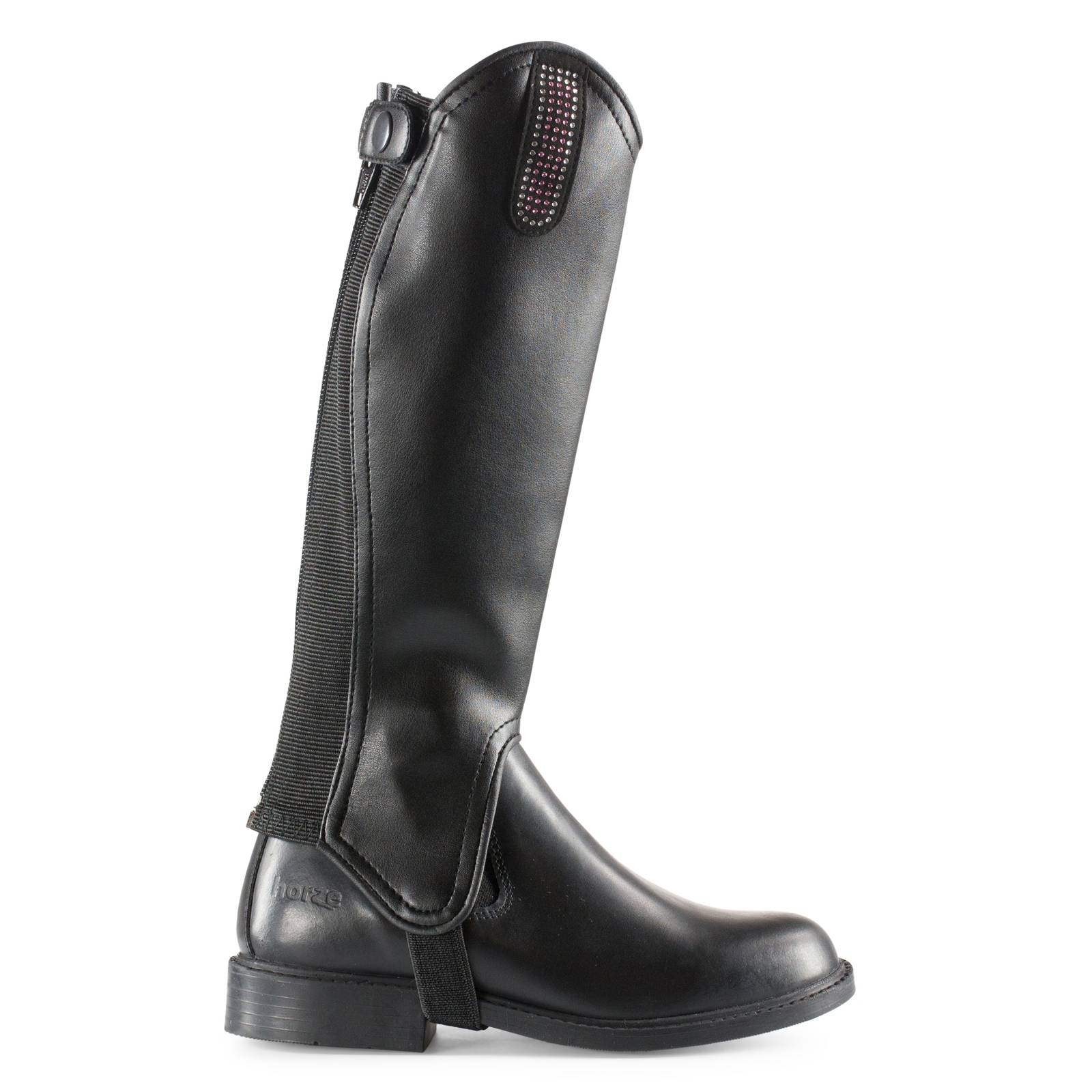 Horze PU-l&aelig;der leggings med bling, b&oslash;rn