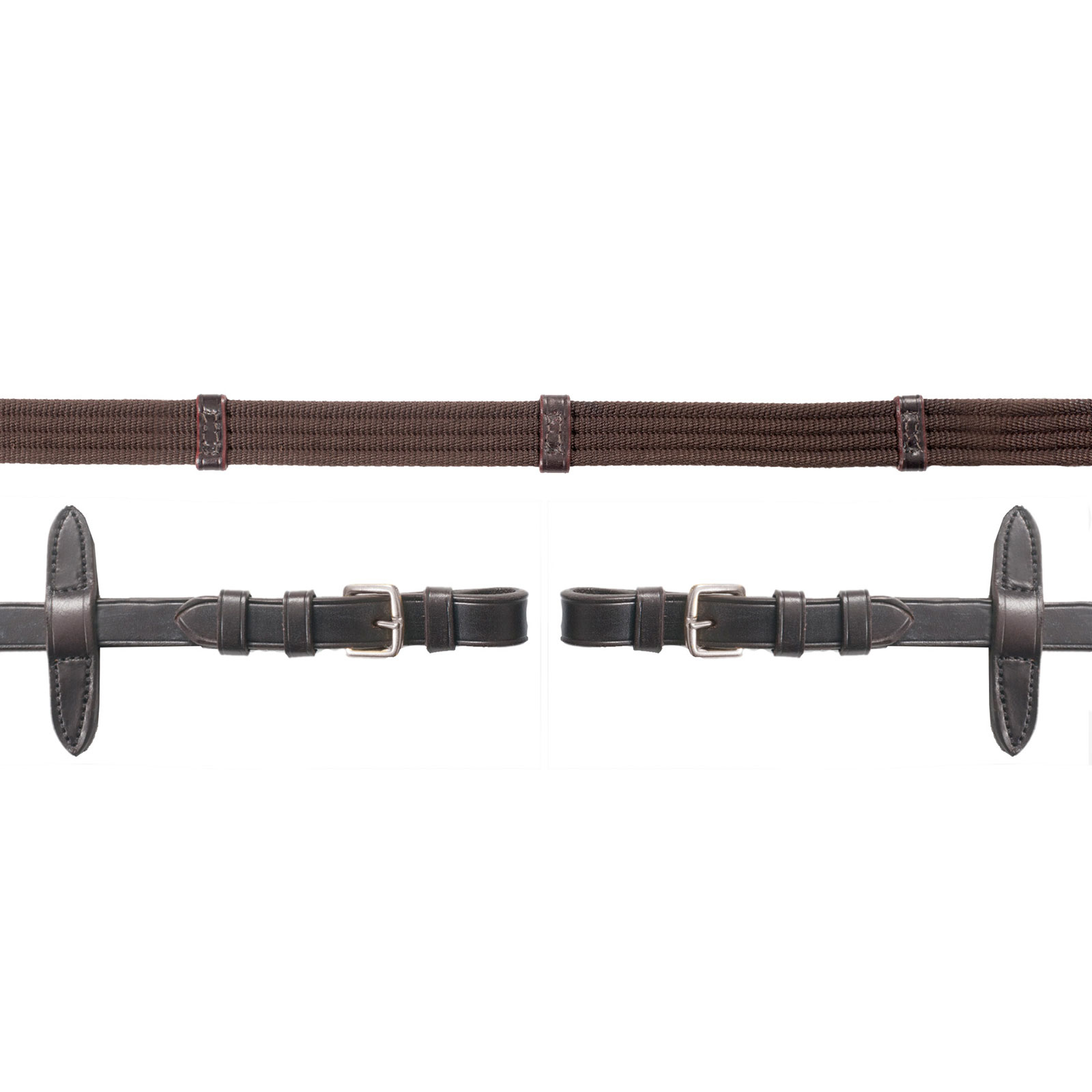 Brown/Silver Schockemöhle Sports Neo Vævede tøjler med spænder