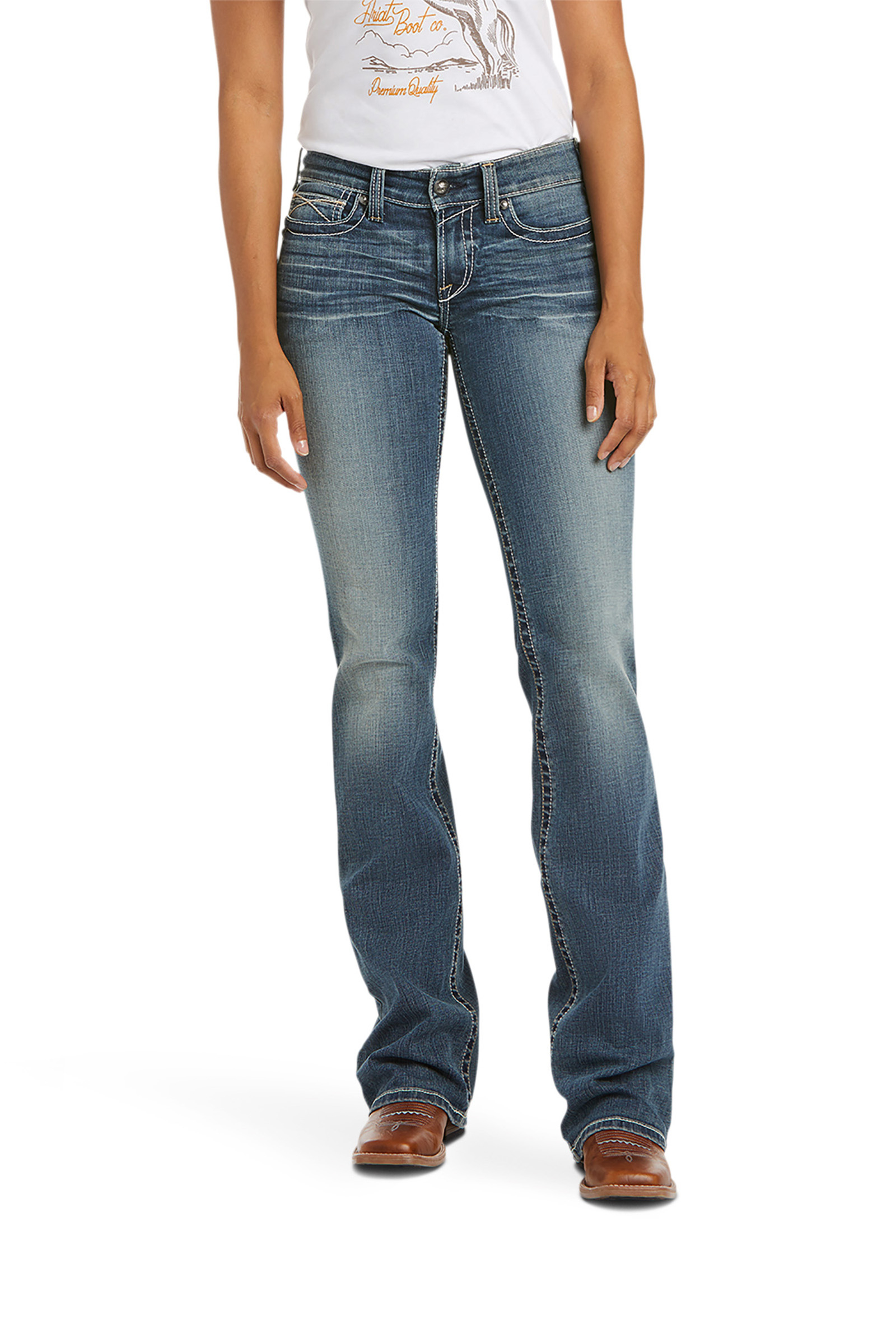 Ariat Whipstitch R.E.A.L. Bootcut stretch jeans med mellemh&oslash;j talje