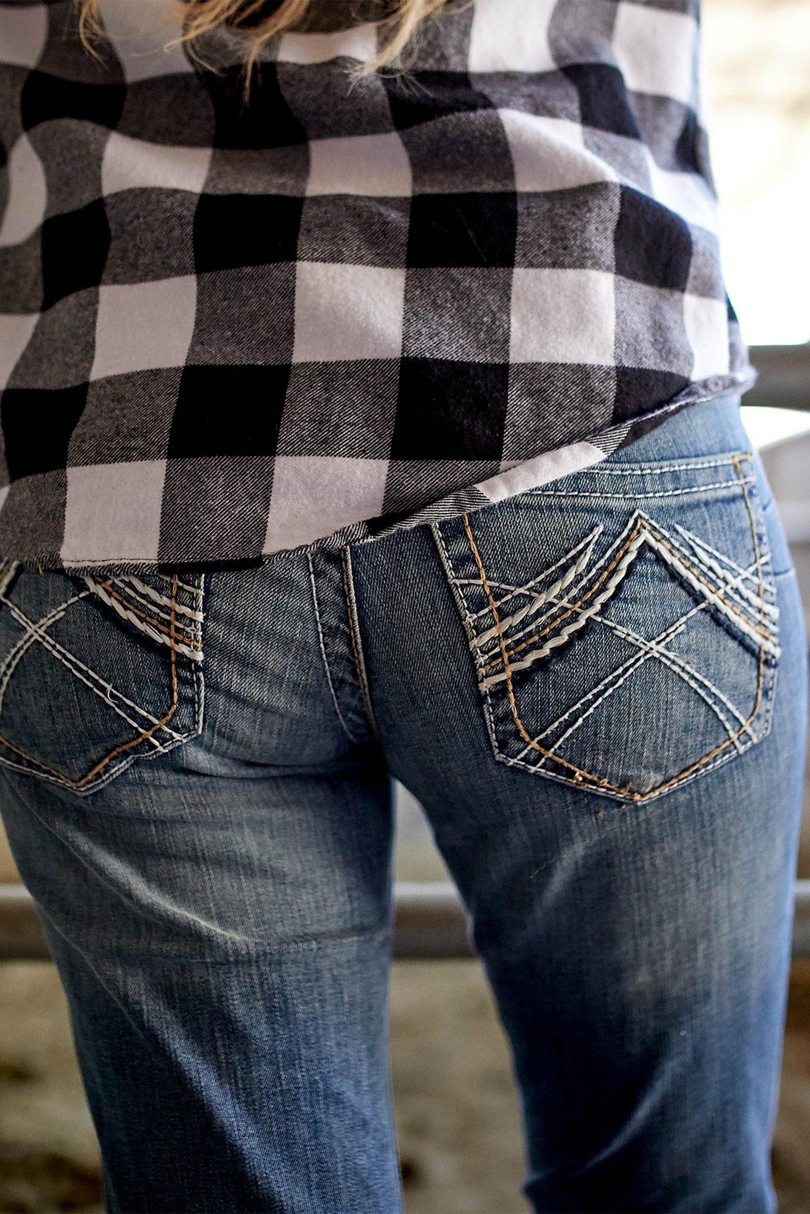 Ariat Whipstitch R.E.A.L. Bootcut stretch jeans med mellemh&oslash;j talje