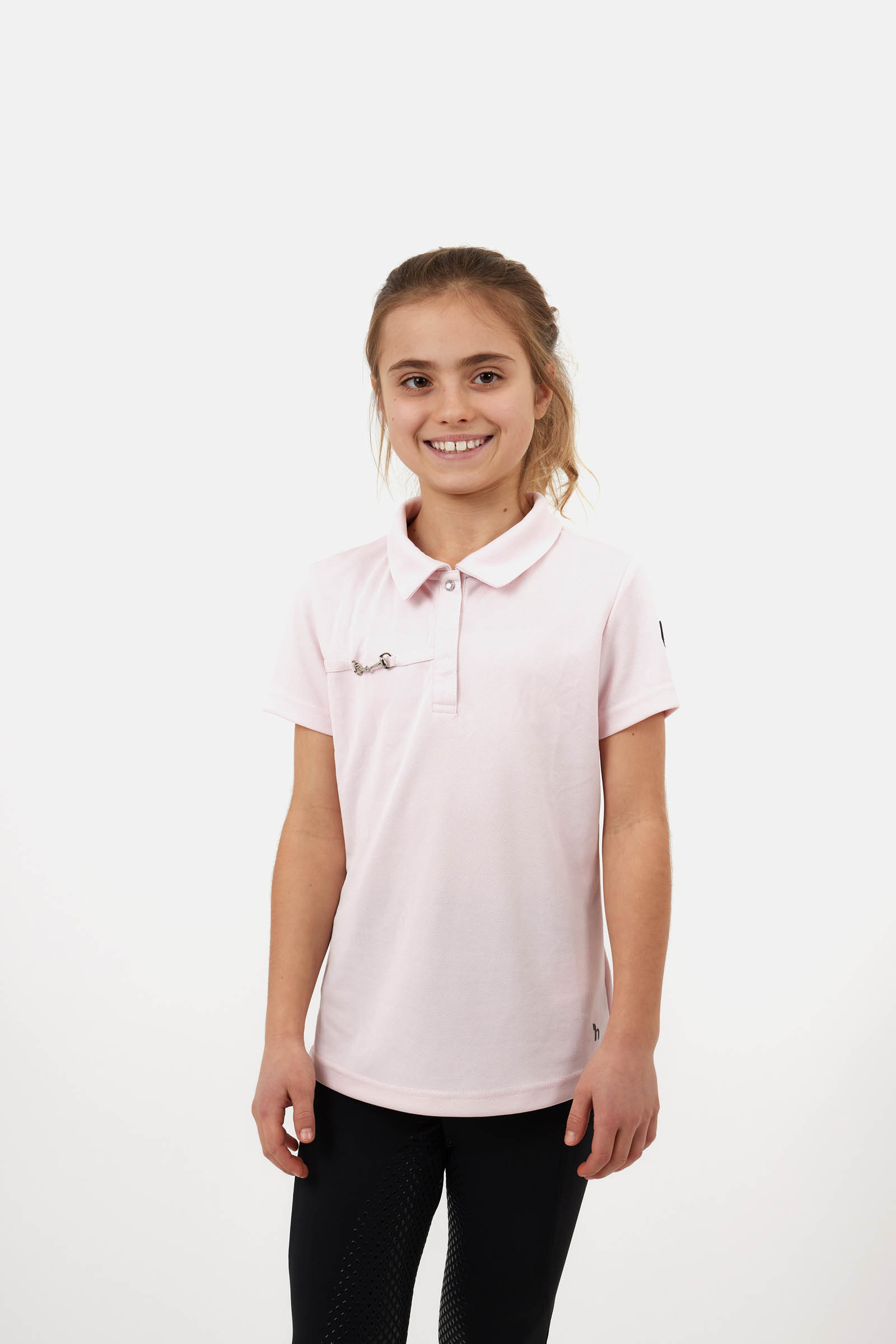 Barely Pink Horze Young Rider Denise funktionel, kort&aelig;rmet poloshirt