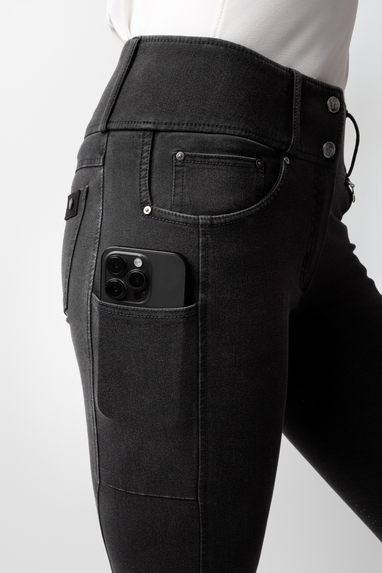 Horze Carolyn denim ridebukser til kvinder med fuldgrip