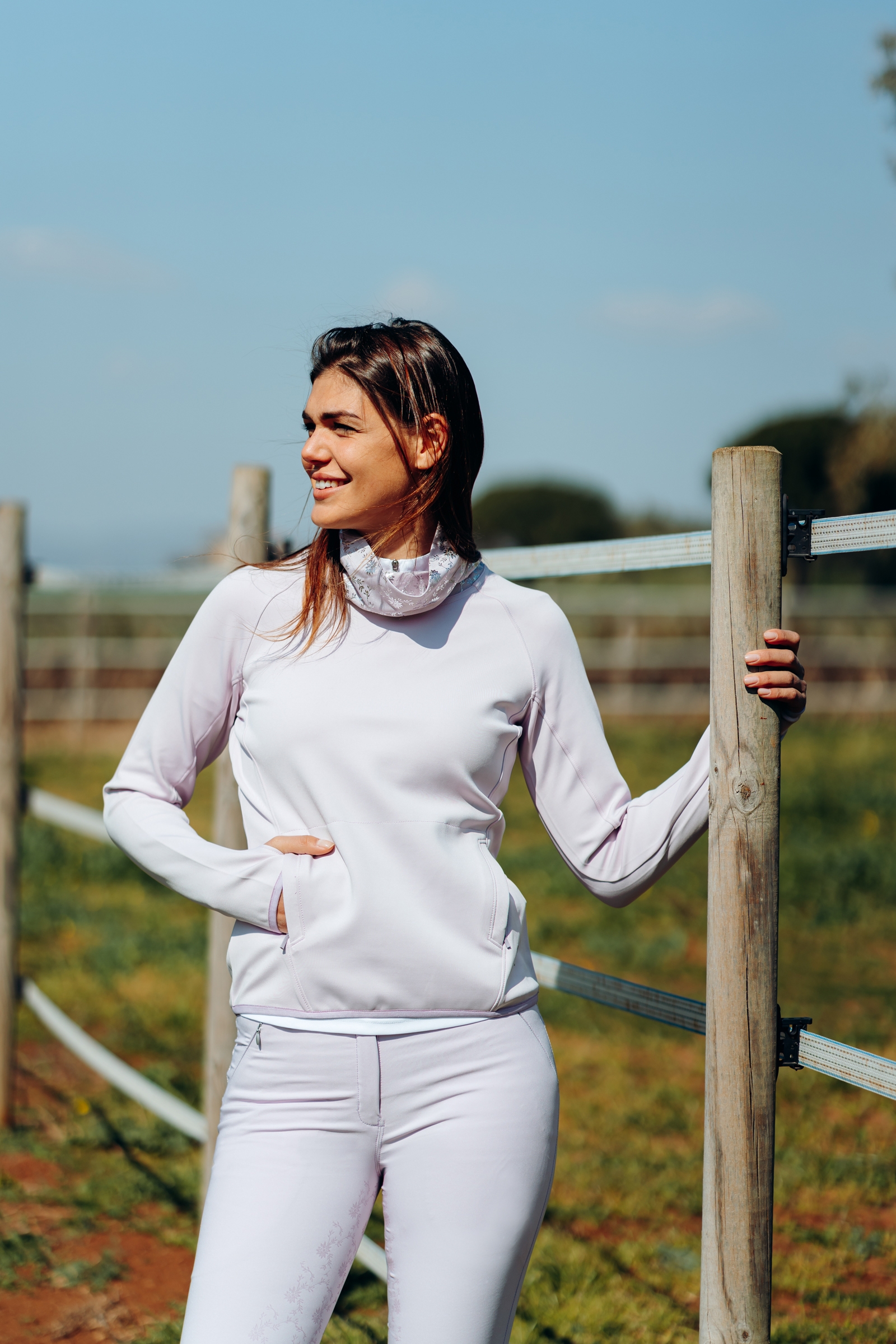 Horze Kaitlin funktionel sweatshirt med blomsterkrave, damemodel