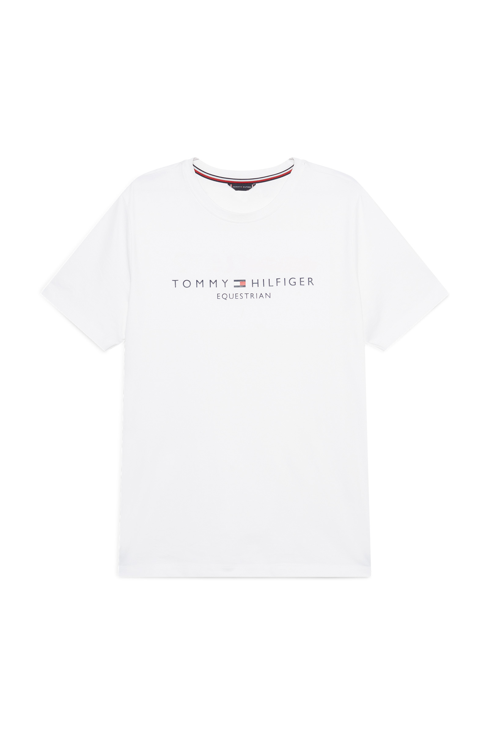 Th Optic White Tommy Hilfiger Equestrian Williamsburg T-shirt med grafiskt print og korte ærmer