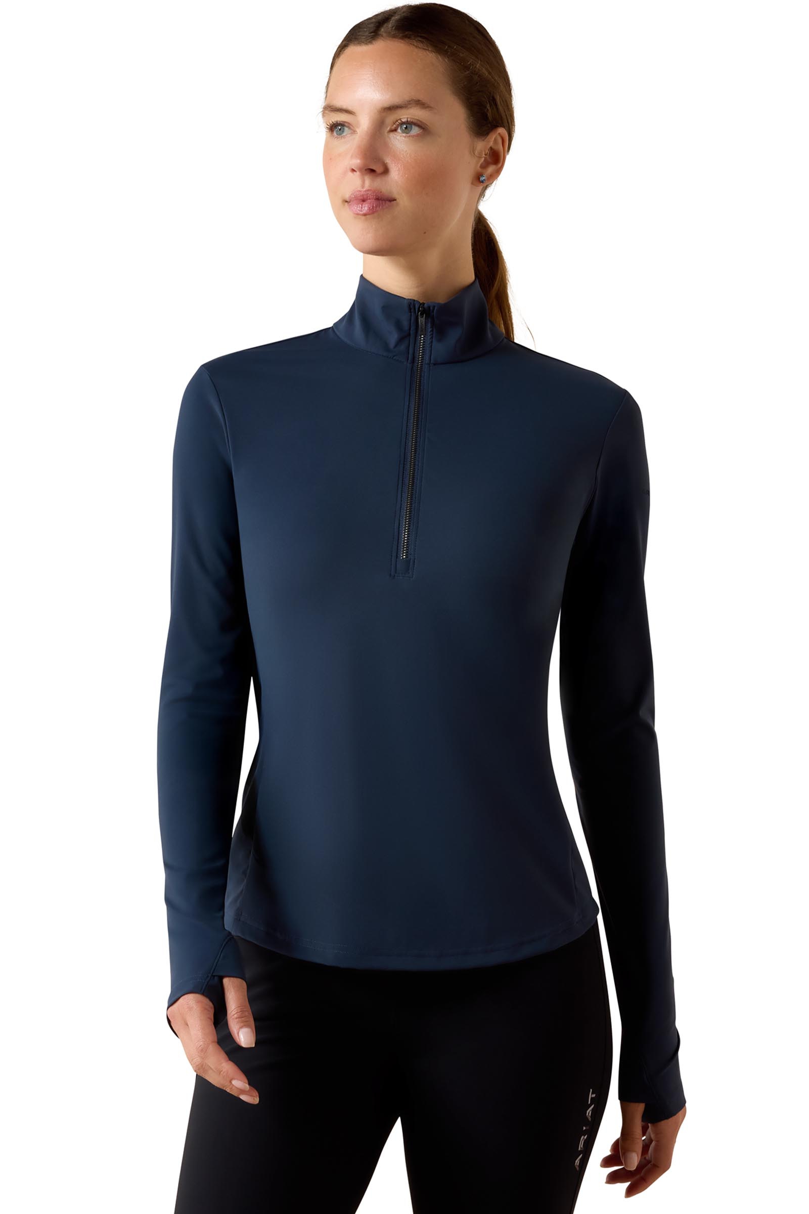 Navy Eclipse Ariat Dame SolVeil baselayer med 1/2 lynl&aring;s